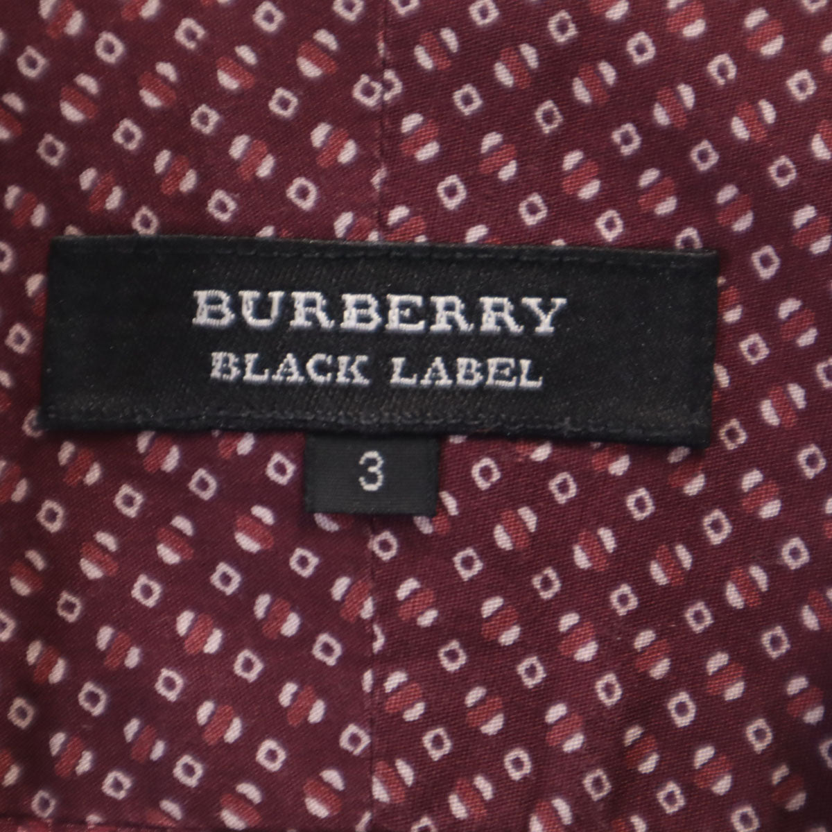 BURBERRY BLACK LABEL バーバリーブラックレーベル 総柄 長袖 ボタンダウンシャツ 3 ボルドー 三陽商会 メンズ