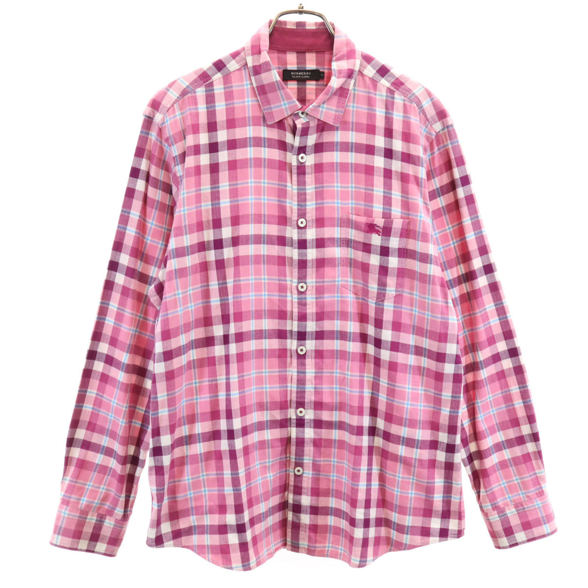 BURBERRY BLACK LABEL バーバリーブラックレーベル チェック柄 長袖 コットンシャツ 3 ピンク 三陽商会 メンズ