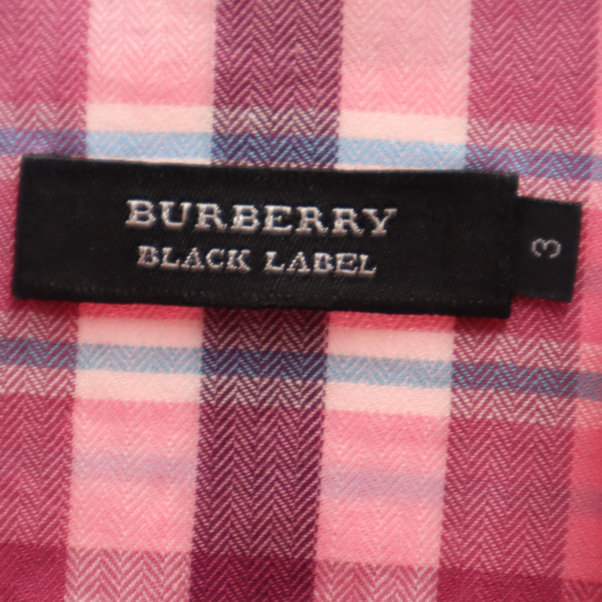 BURBERRY BLACK LABEL バーバリーブラックレーベル チェック柄 長袖 コットンシャツ 3 ピンク 三陽商会 メンズ