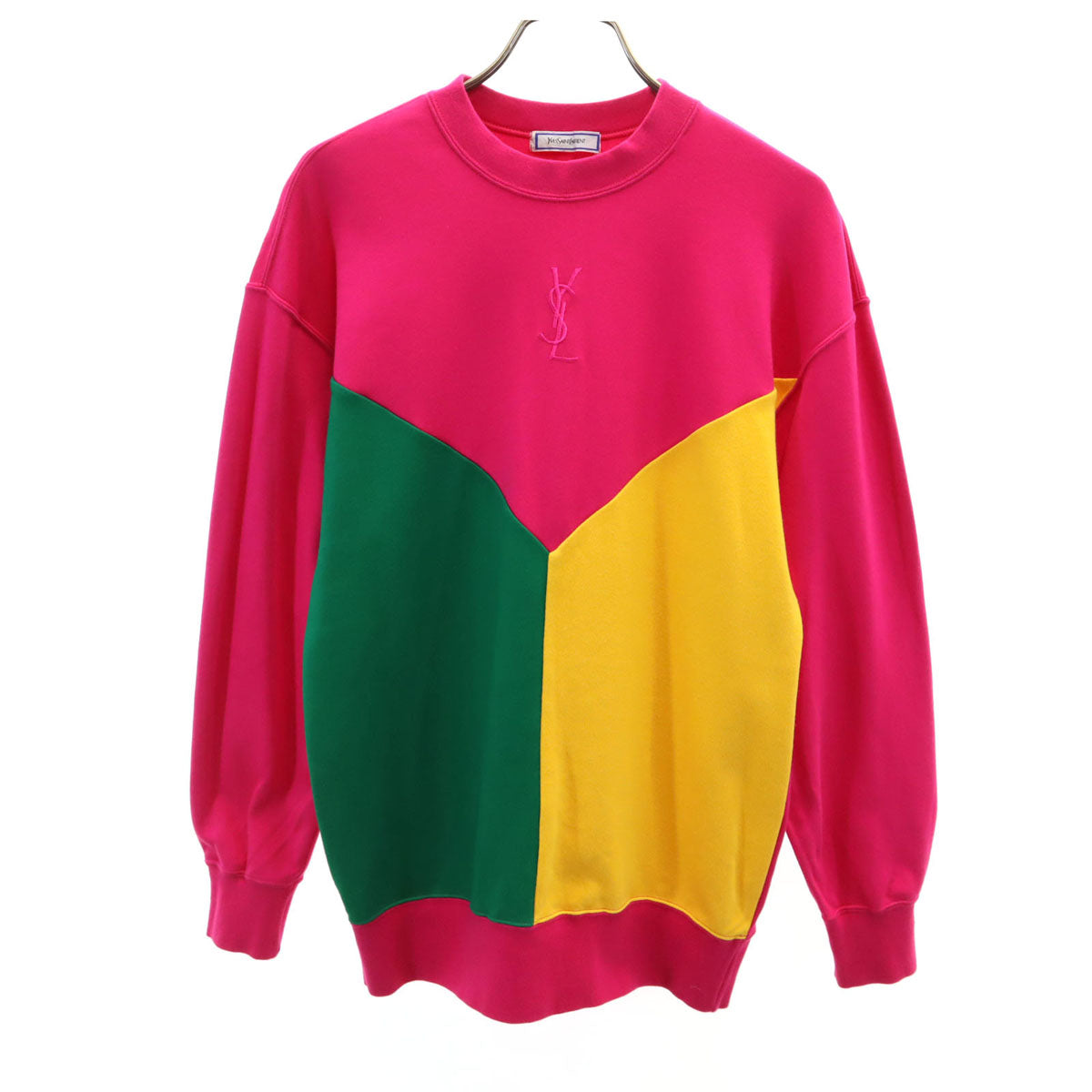 YVES SAINT LAURENT イヴサンローラン 90s オールド 長袖 スウェット トレーナー M ピンク レディース