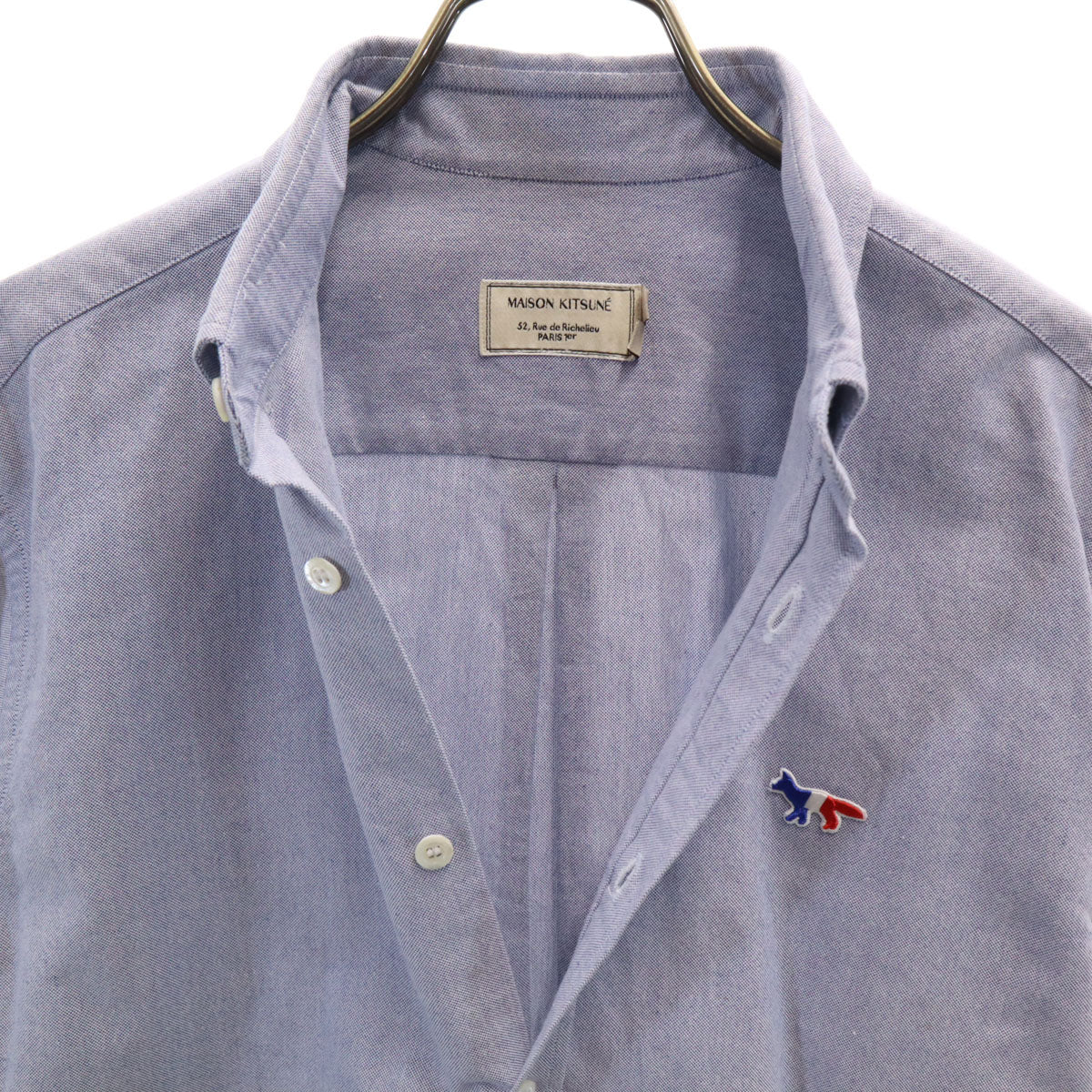 MAISON KITSUNE メゾンキツネ イタリア製 長袖 オックスフォード ボタンダウンシャツ 39 ブルー系 メンズ
