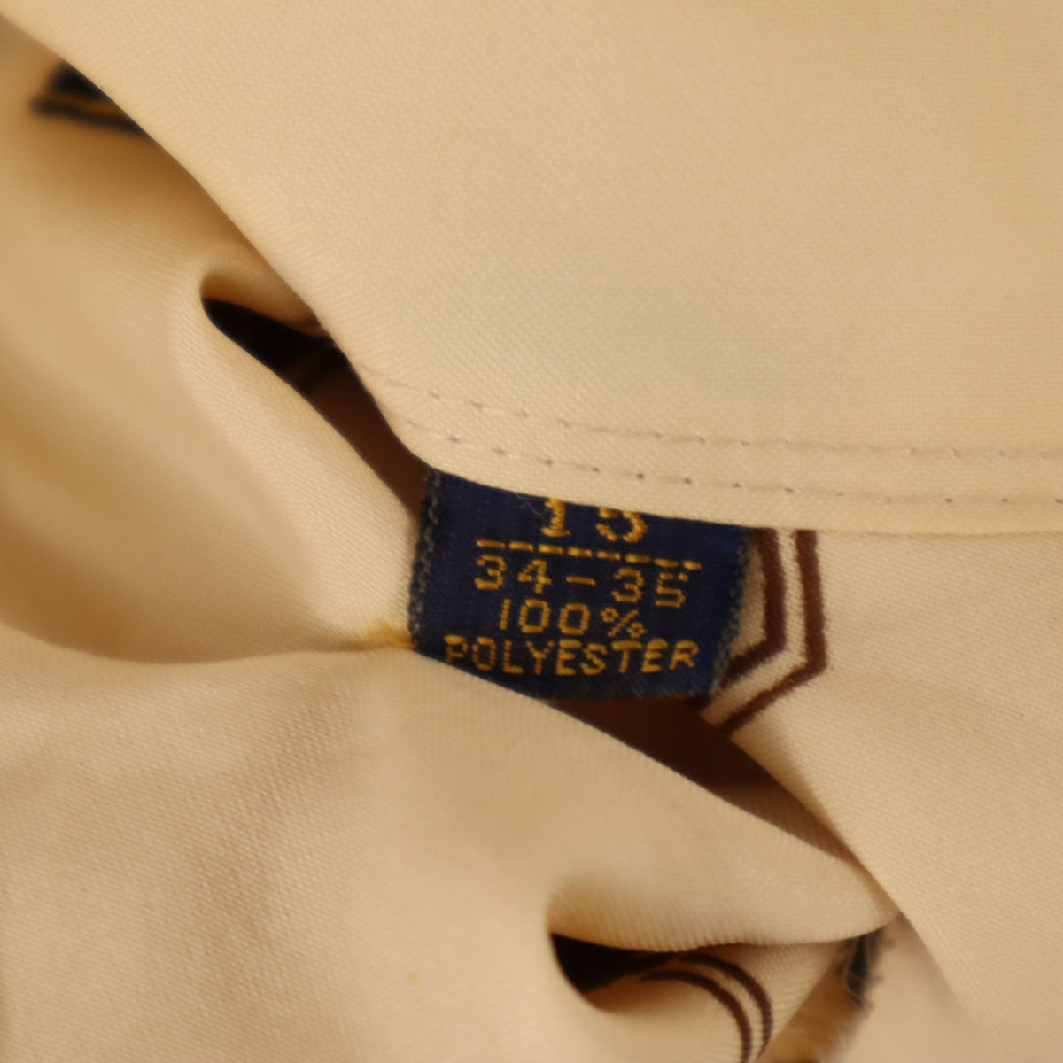 VAN HEUSEN ヴァンヒューゼン 70s ヴィンテージ 総柄 長袖 シャツ 15/34-35 ベージュ メンズ