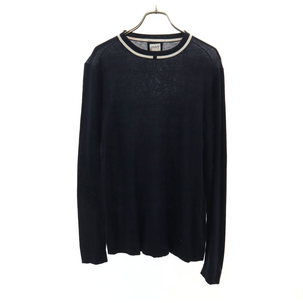 ARMANI COLLEZIONI アルマーニコレッツォーニ シルクブレンド 長袖 ニット 48 ブラック メンズ