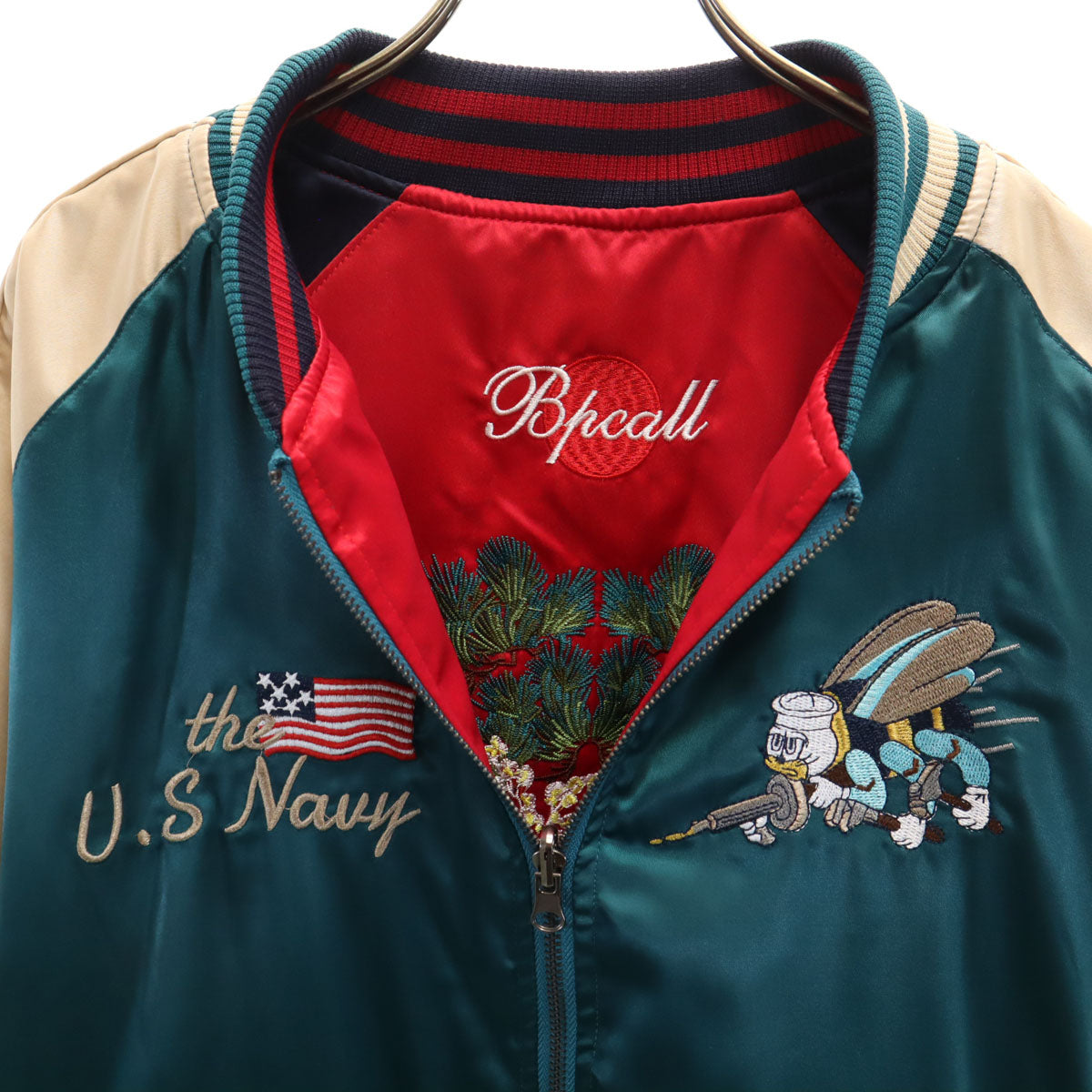 STRUGGLE FAMILY ストラグルファミリー U.S.NAVY リバーシブル スカジャン XL グリーン メンズ