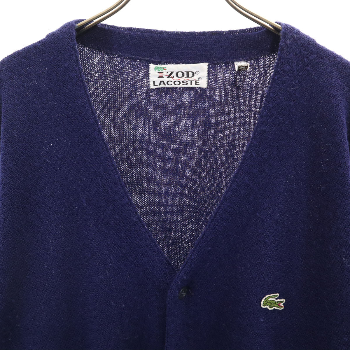 LACOSTE ラコステ 70s USA製 ヴィンテージ 糸巻き ニットカーディガン XXL ブルー メンズ