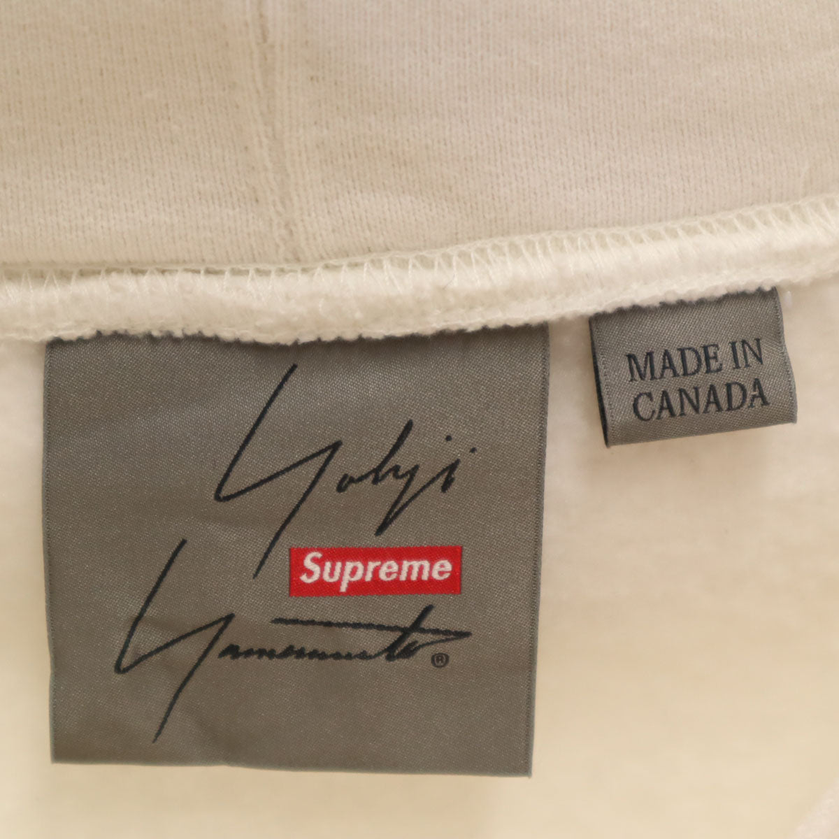 Supreme シュプリーム 22AW カナダ製 Yohji Yamamoto ヨウジヤマモト コラボ 長袖 スウェットパーカー L ホワイト 裏起毛 メンズ
