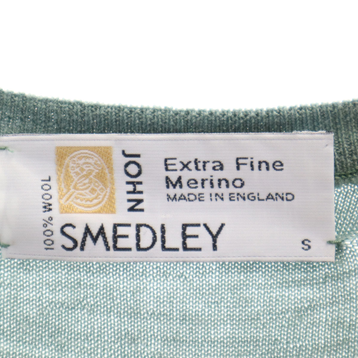 JOHN SMEDLEY ジョンスメドレー イングランド製 7分袖 ニットカーディガン S グリーングレー レディース