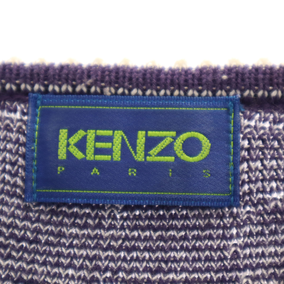 KENZO ケンゾー 90s 日本製 オールド 総柄 7分袖 ニット 紺紫 セーター レディース
