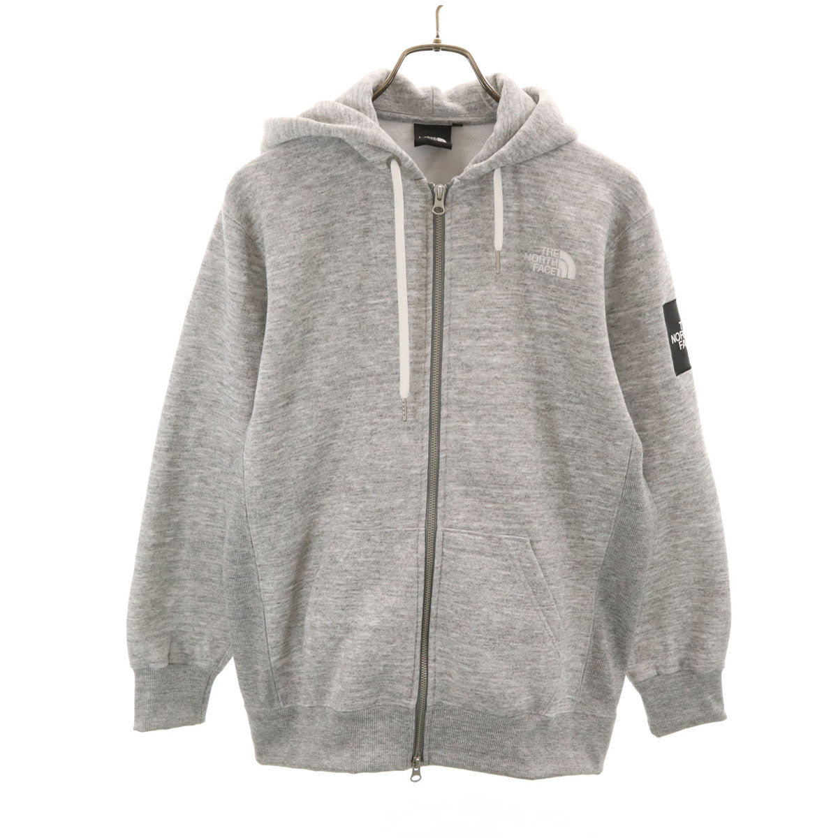 THE NORTH FACE ノースフェイス スクエアロゴ 長袖 スウェット ジップパーカー S グレー NT62132 アウトドア 裏起毛 メンズ