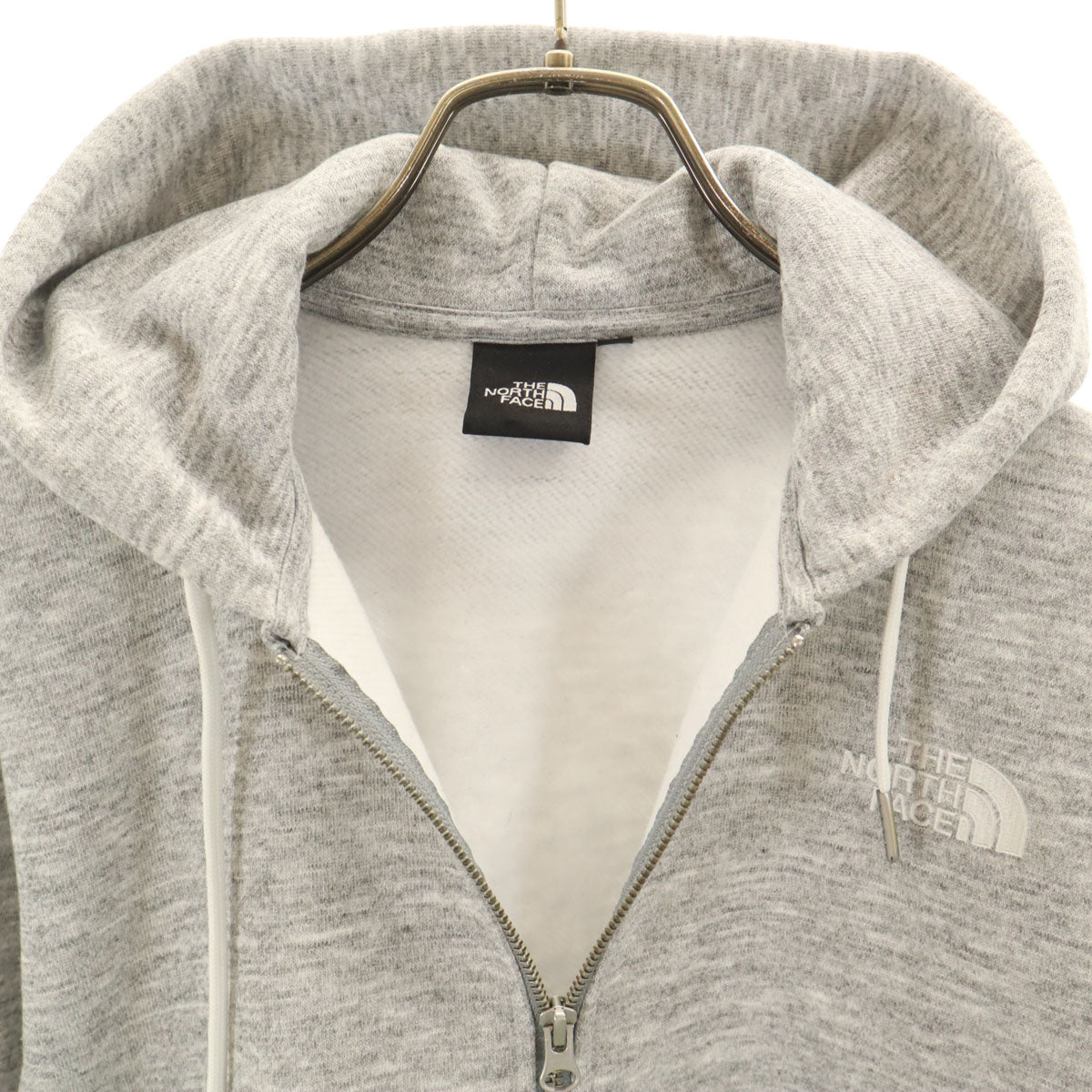 THE NORTH FACE ノースフェイス スクエアロゴ 長袖 スウェット ジップパーカー S グレー NT62132 アウトドア 裏起毛 メンズ