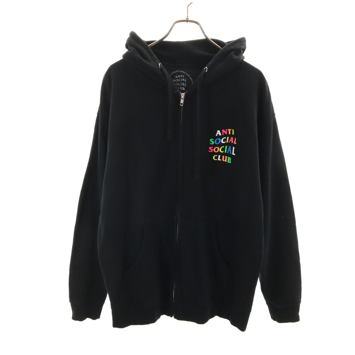 ANTI SOCIAL SOCIAL CLUB アンチソーシャルソーシャルクラブ バックロゴ 長袖 スウェット ジップパーカー L ブラック メンズ