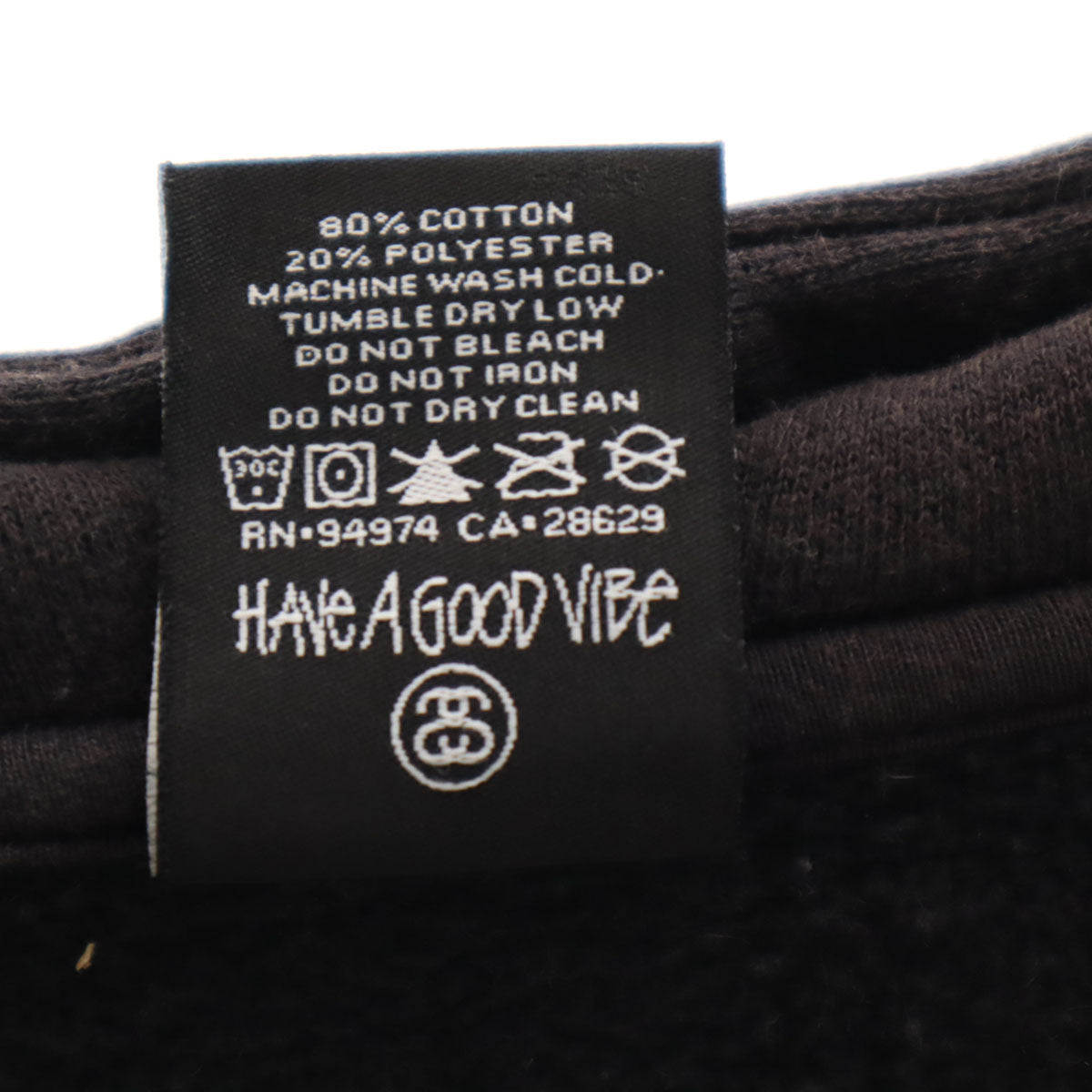 STUSSY ステューシー USA製 バックロゴ 長袖 スウェット ジップパーカー S ブラック メンズ