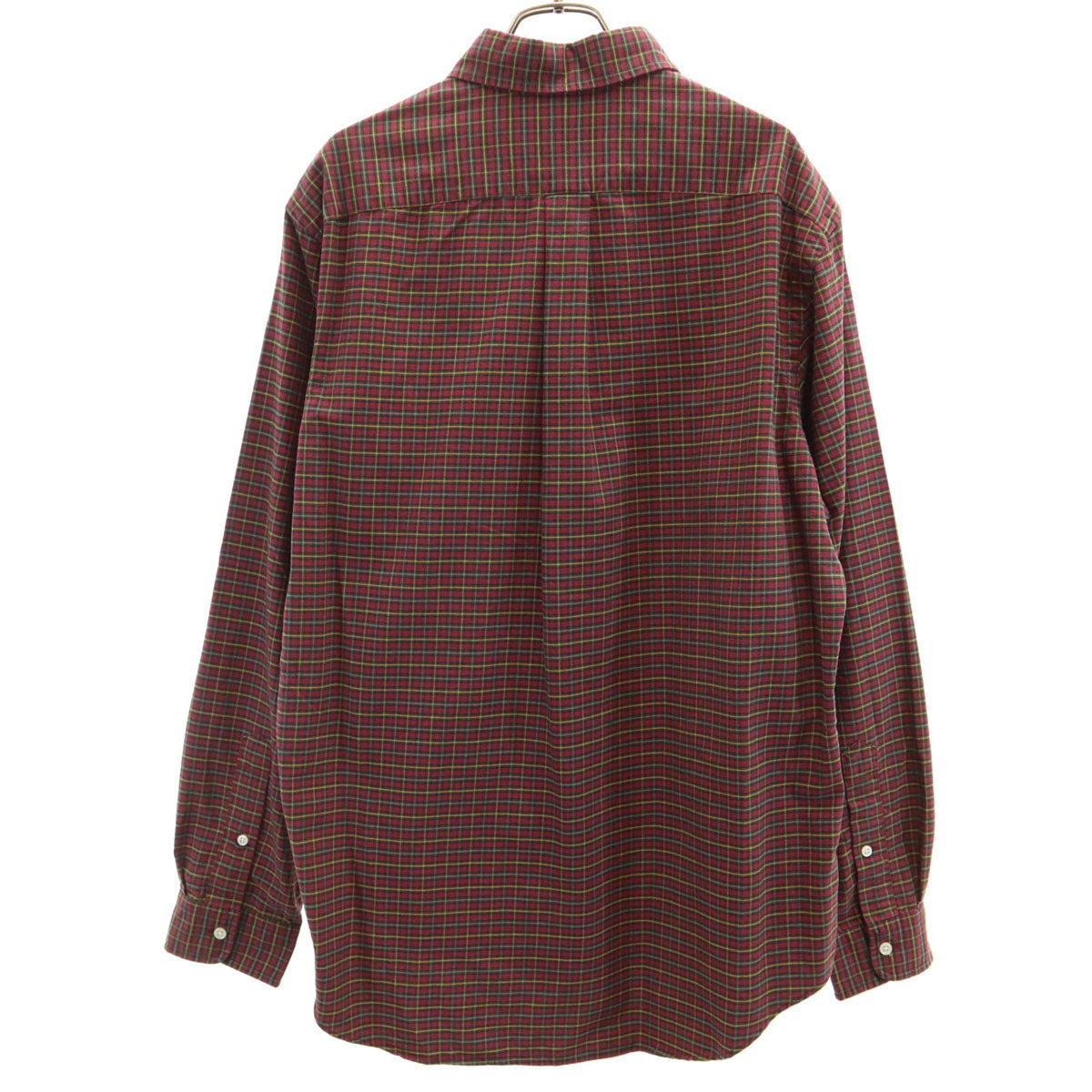 未使用 RALPH LAUREN ラルフローレン チェック柄 長袖 ボタンダウンシャツ L レッド系 メンズ