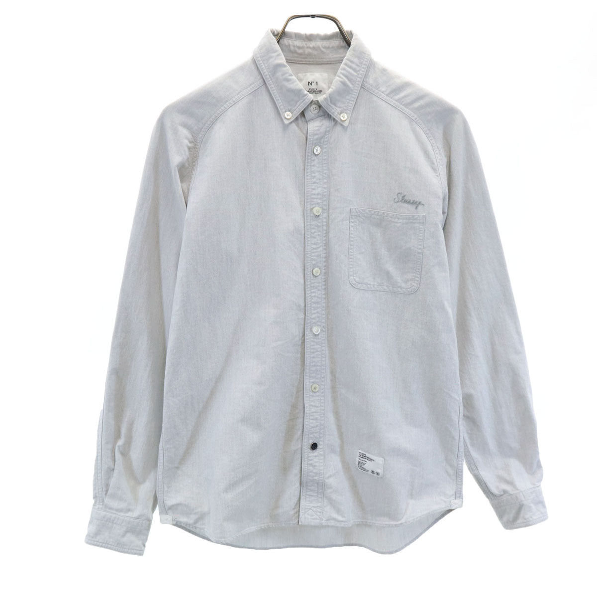 STUSSY ステューシー ザ ハートブレイカーズ コラボ 長袖 ボタンダウンシャツ 1 グレー x THE HEARTBREAKERS メンズ