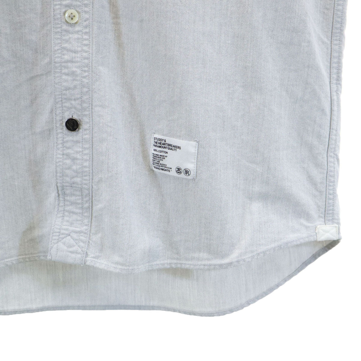 STUSSY ステューシー ザ ハートブレイカーズ コラボ 長袖 ボタンダウンシャツ 1 グレー x THE HEARTBREAKERS メンズ