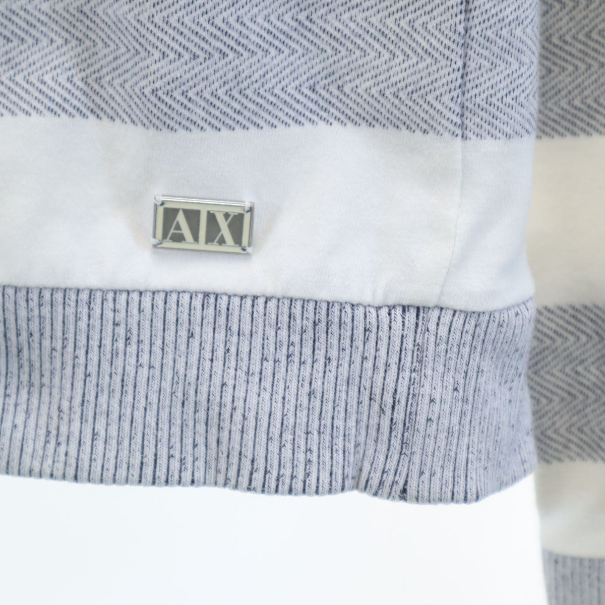 ARMANI EXCHANGE アルマーニエクスチェンジ ボーダー柄 長袖 ハーフジップ パーカー S ホワイト メンズ