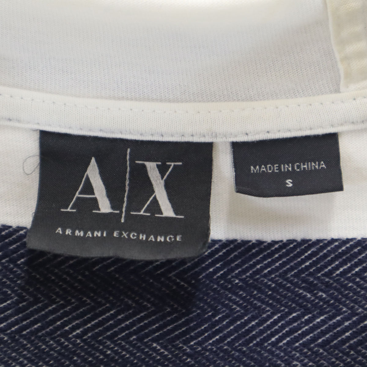ARMANI EXCHANGE アルマーニエクスチェンジ ボーダー柄 長袖 ハーフジップ パーカー S ホワイト メンズ