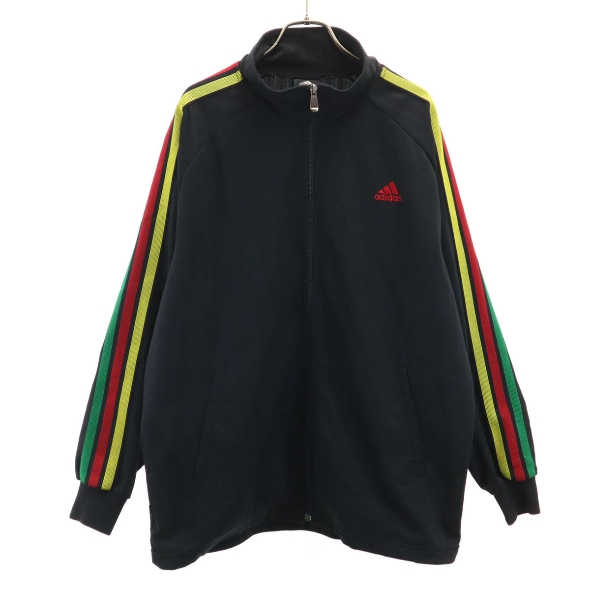 adidas アディダス 日本製 ヘリンボーン柄 トラックジャケット O ブラック ジャージ メンズ