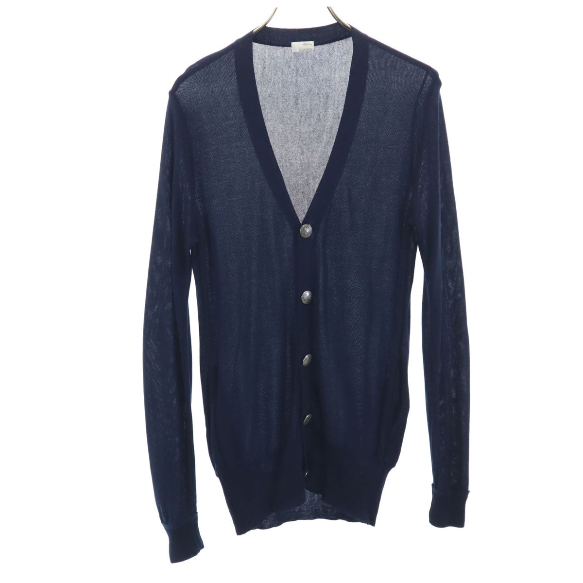 Ron Herman ロンハーマン 日本製 長袖 Vネック ニットカーディガン L ネイビー コンチョボタン レディース