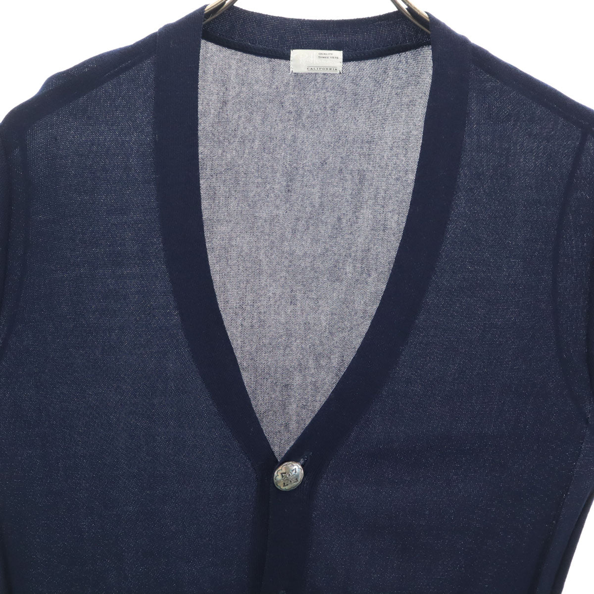 Ron Herman ロンハーマン 日本製 長袖 Vネック ニットカーディガン L ネイビー コンチョボタン レディース