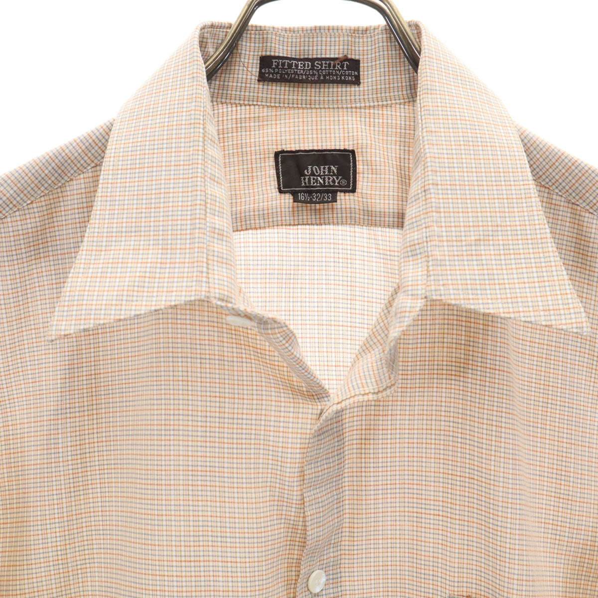 ジョンヘンリー 70s ヴィンテージ チェック柄 長袖 シャツ 32-33 ベージュ メンズ