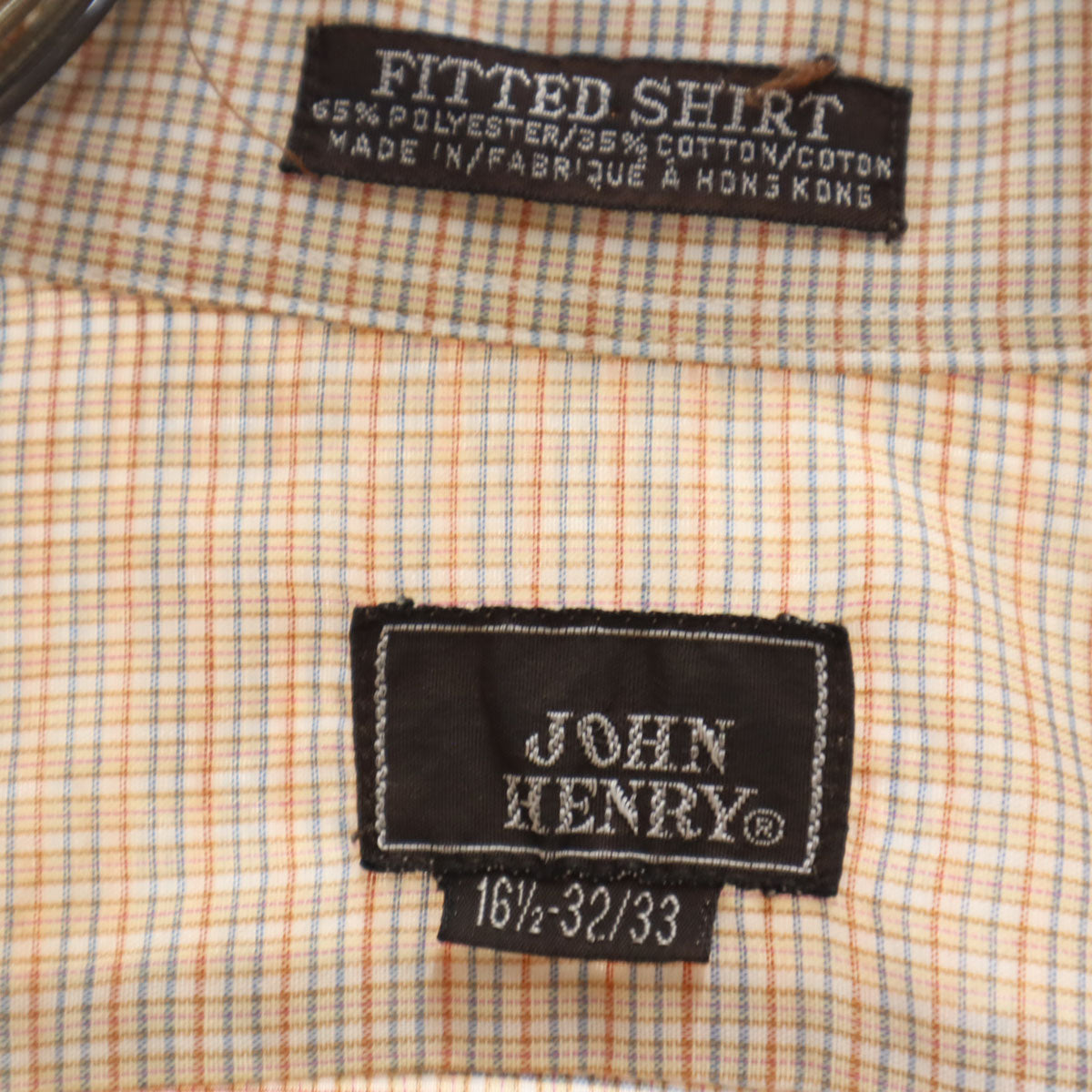 ジョンヘンリー 70s ヴィンテージ チェック柄 長袖 シャツ 32-33 ベージュ メンズ