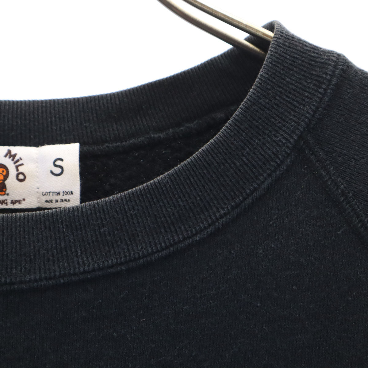 A BATHING APE アベイシングエイプ 日本製 ベイビーマイロ 半袖 スウェット S ブラック メンズ