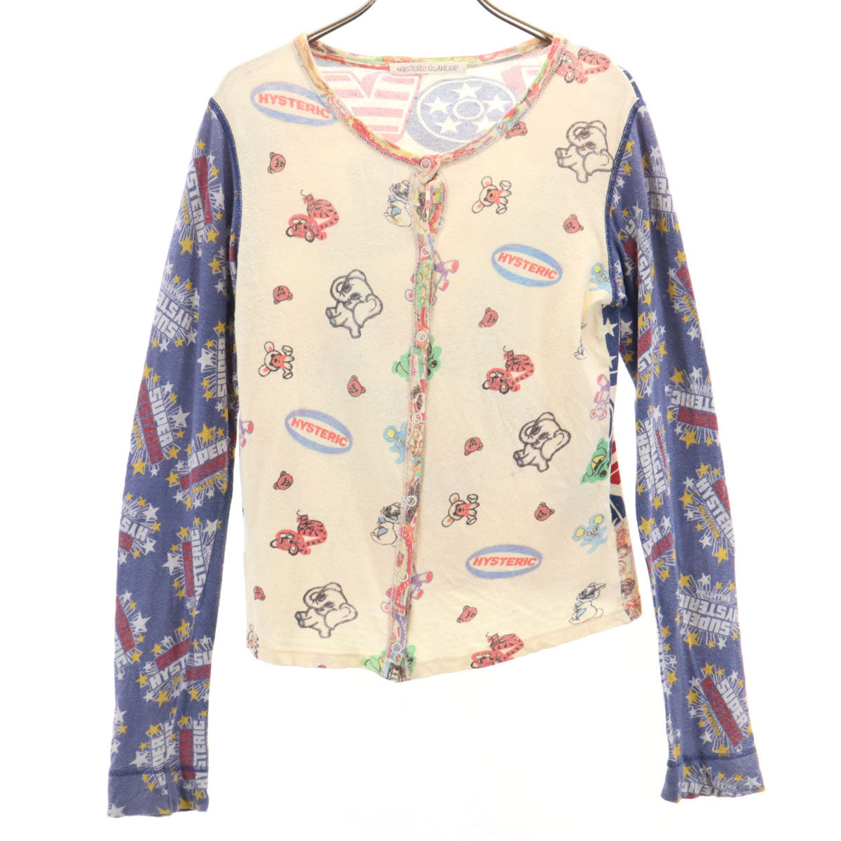 HYSTERIC GLAMOUR ヒステリックグラマー 90s 日本製 オールド 総柄 長袖 カーディガン FREE ベージュ レディース