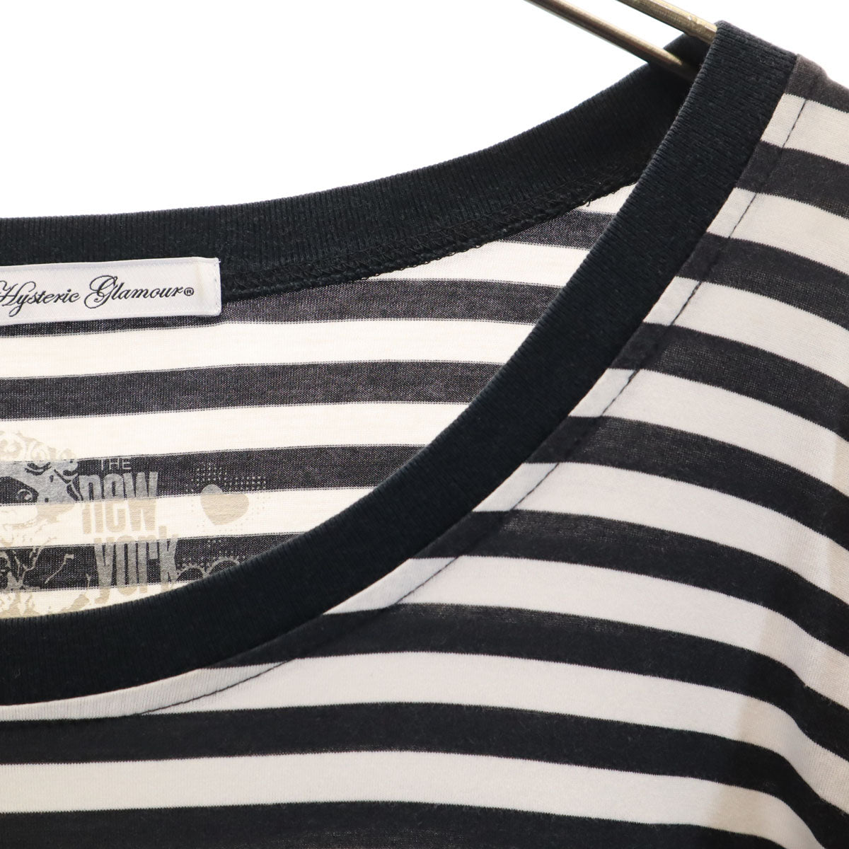 HYSTERIC GLAMOUR ヒステリックグラマー 日本製 ニューヨーク・ドールズ 7分袖 ロング Tシャツ FREE ブラック New York Dolls ロックバンド レディース