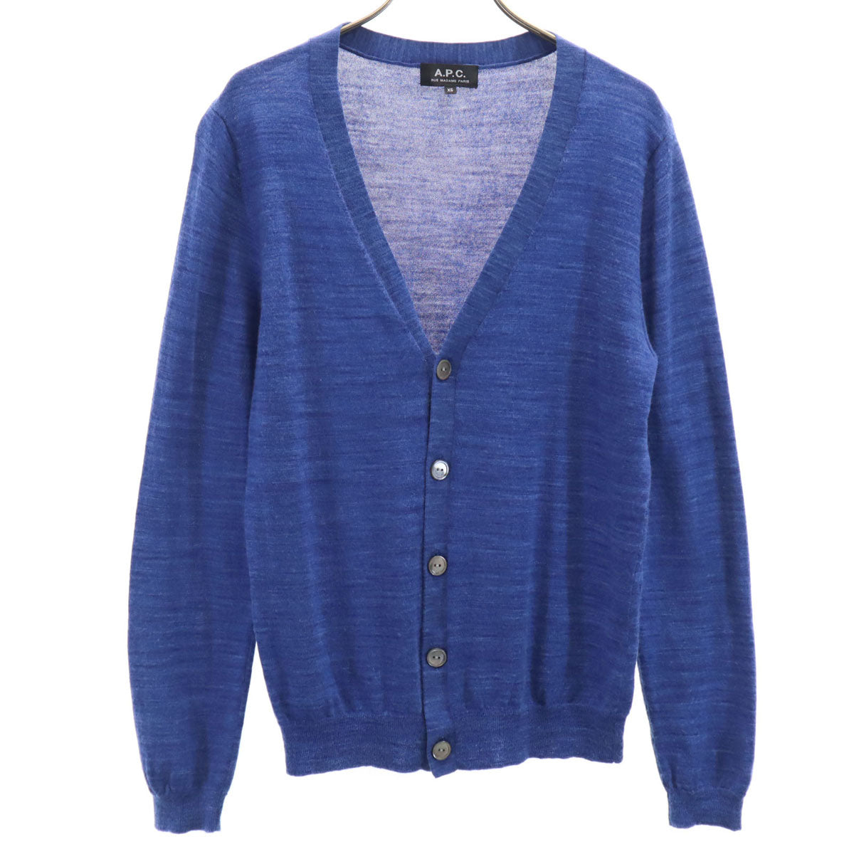A.P.C. アーペーセー 長袖 Vネック ニットカーディガン XS ブルー メンズ