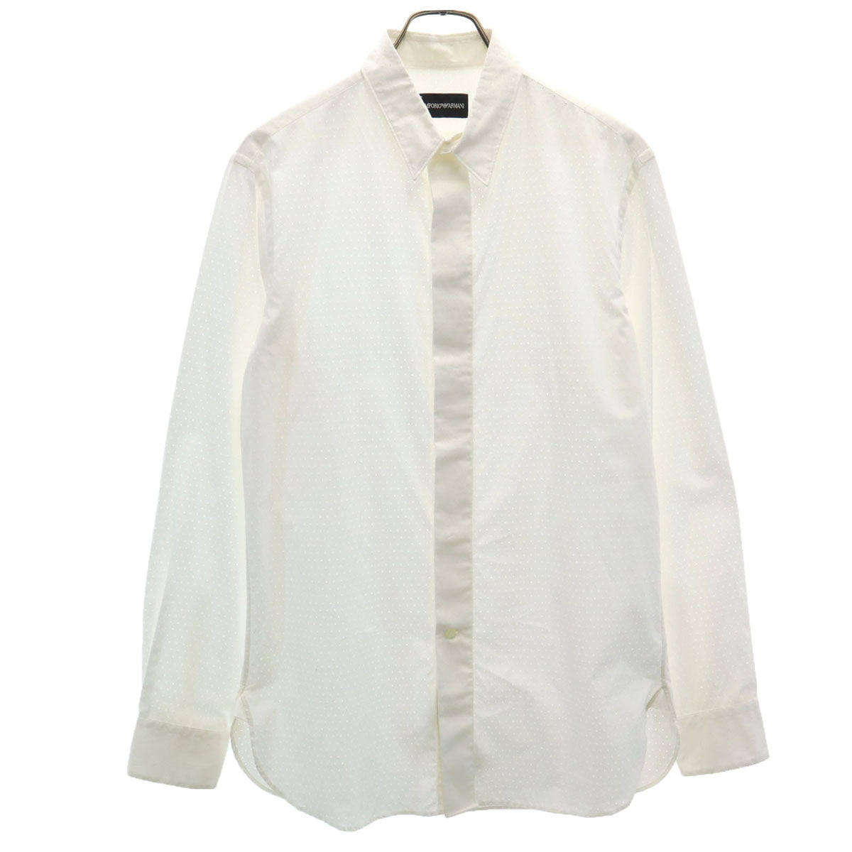 Emporio Armani エンポリオアルマーニ 長袖 パンチング コットンシャツ 39 ホワイト メンズ