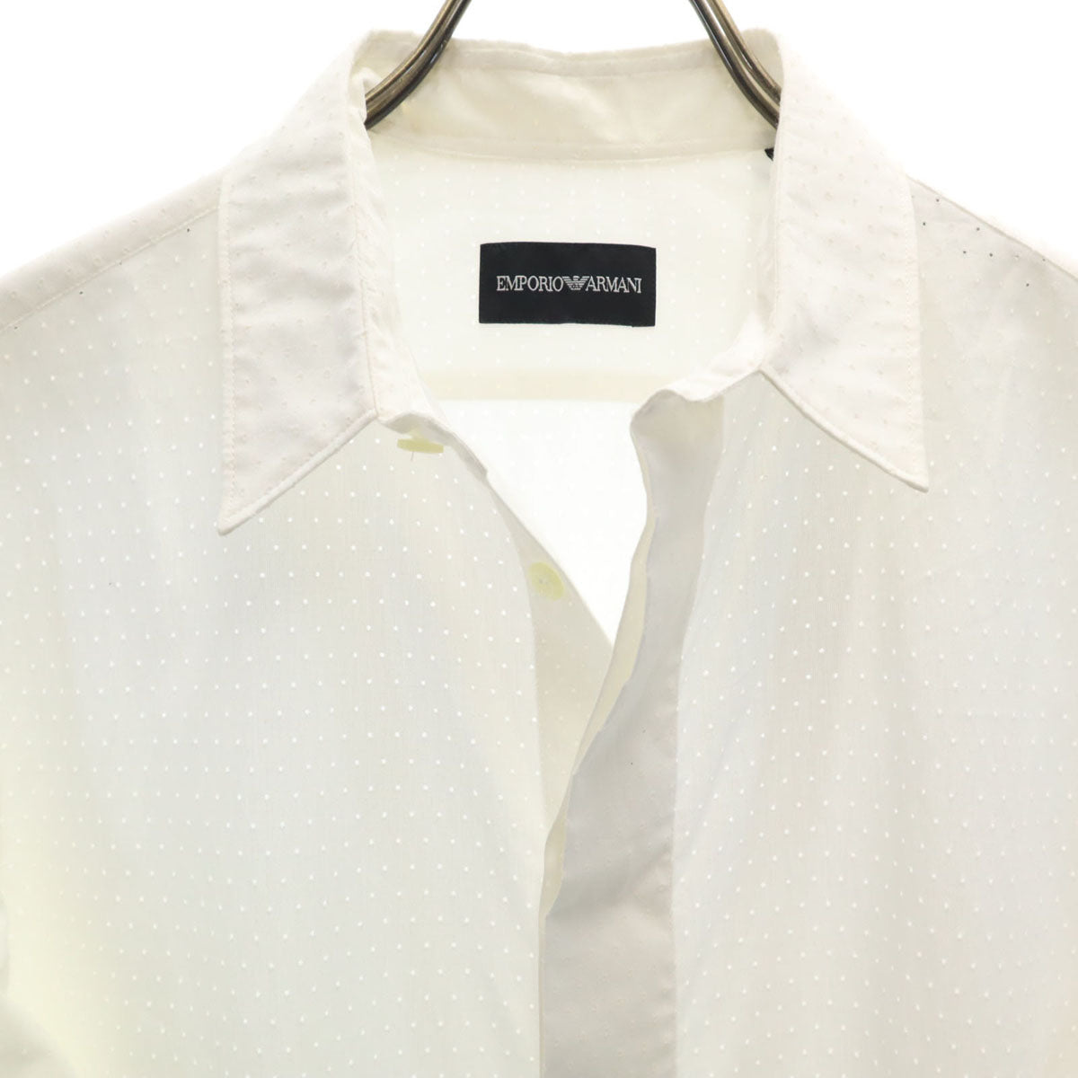 Emporio Armani エンポリオアルマーニ 長袖 パンチング コットンシャツ 39 ホワイト メンズ