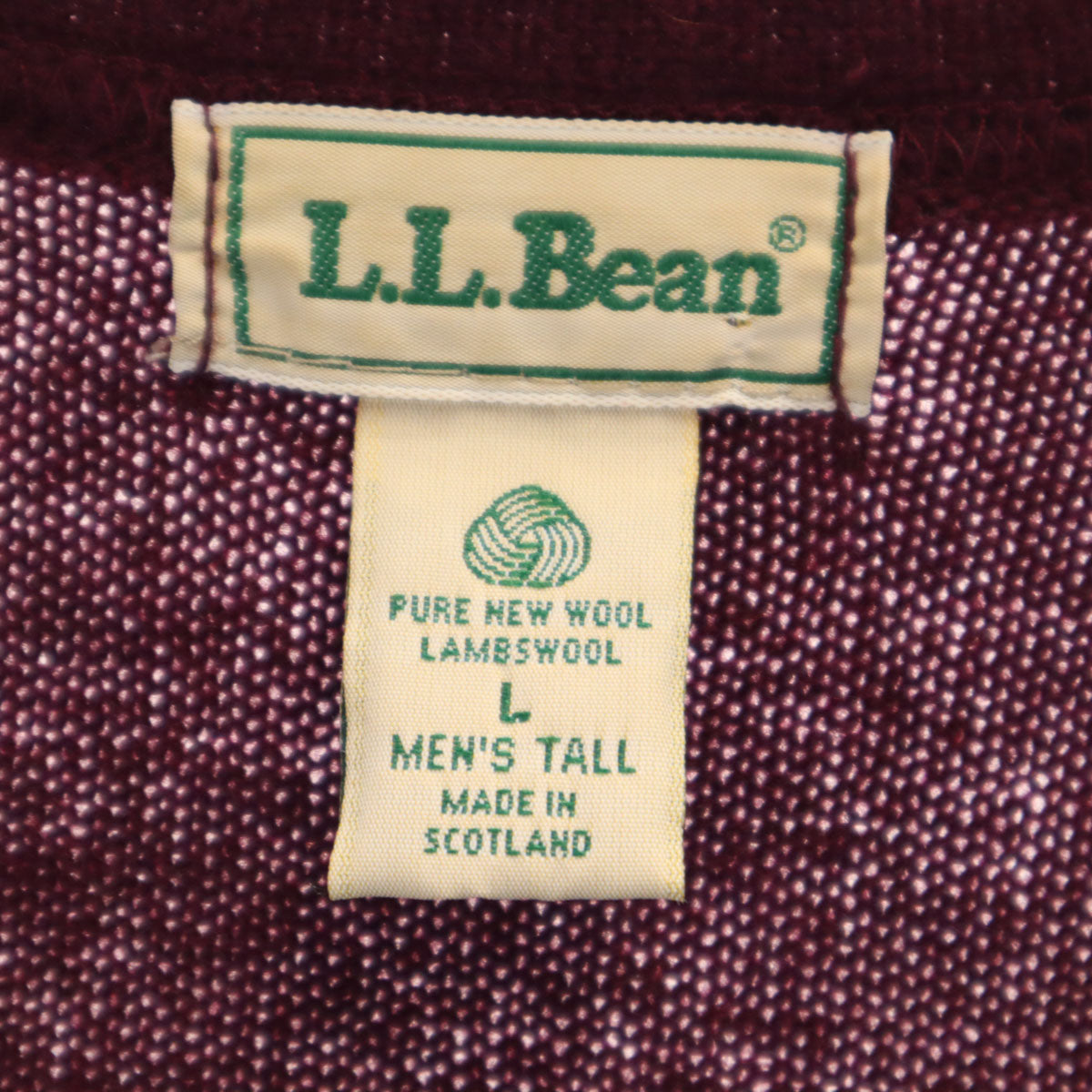 L.L.Bean エルエルビーン 80s ヴィンテージ 長袖 Vネック ニットカーディガン L ボルドー アウトドア メンズ