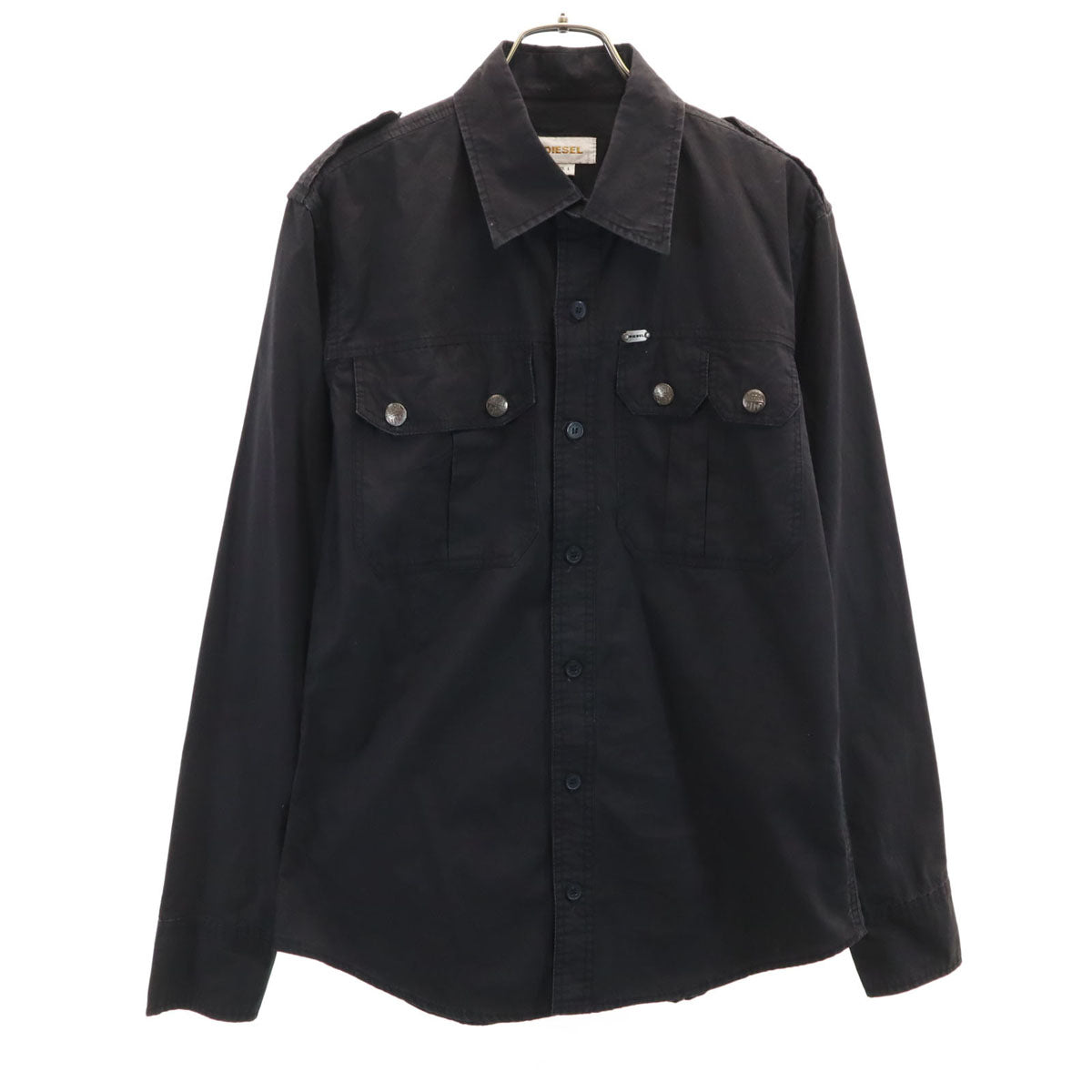 DIESEL ディーゼル 長袖 ミリタリーシャツ L ブラック メンズ