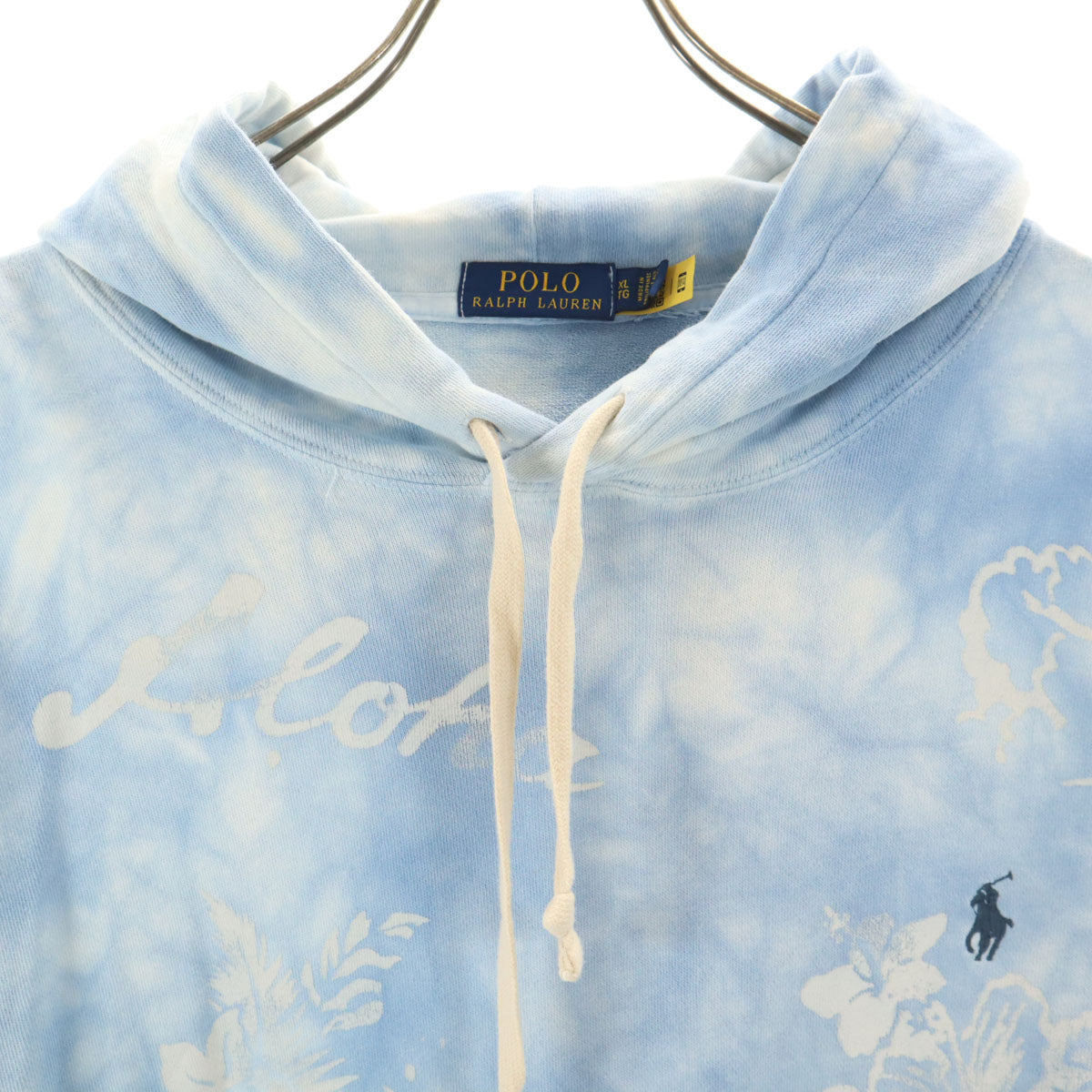 POLO RALPH LAUREN ポロラルフローレン タイダイ柄 長袖 スウェットパーカー XL ブルー系 プルオーバー ハイビスカス メンズ