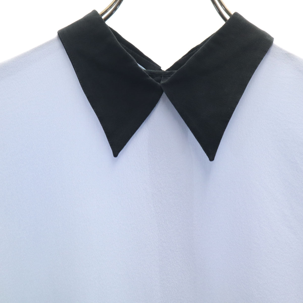 PRADA プラダ 7分袖 ブラウス 40 ブルーグレー 後開き レディース