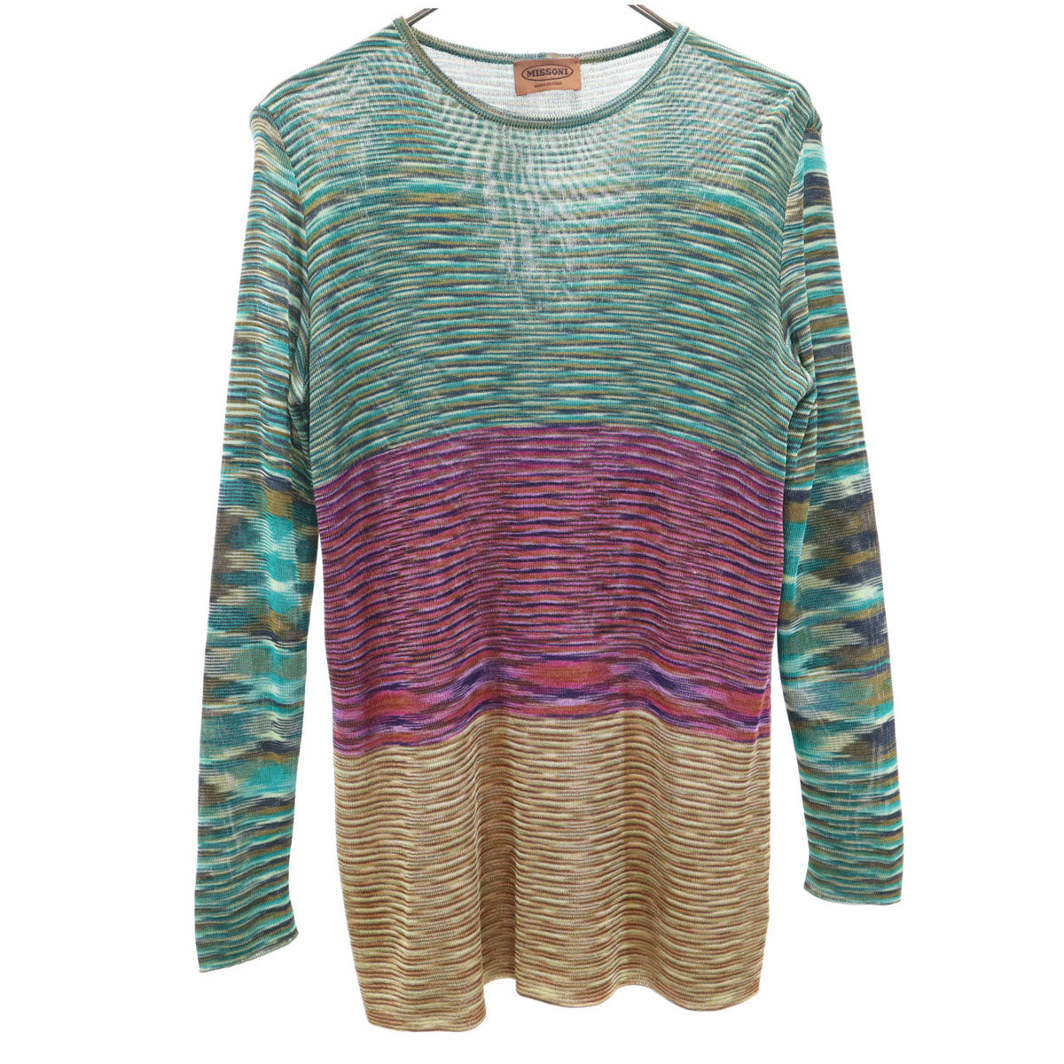 Missoni ミッソーニ イタリア製 総柄 長袖 ニット 40 グリーン レディース