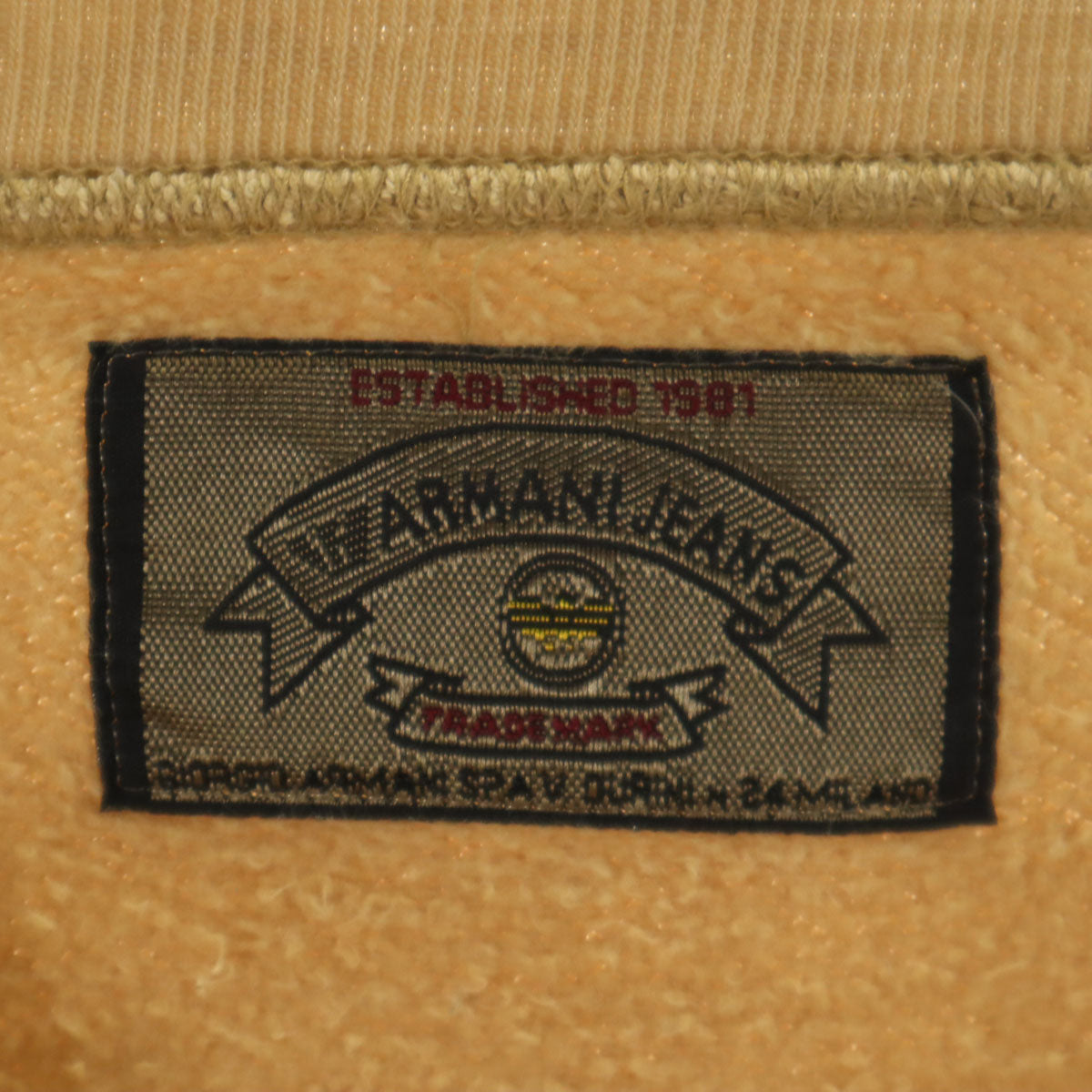 ARMANI JEANS アルマーニジーンズ 90s USA製 オールド 長袖 スウェット トレーナー M ベージュ メンズ