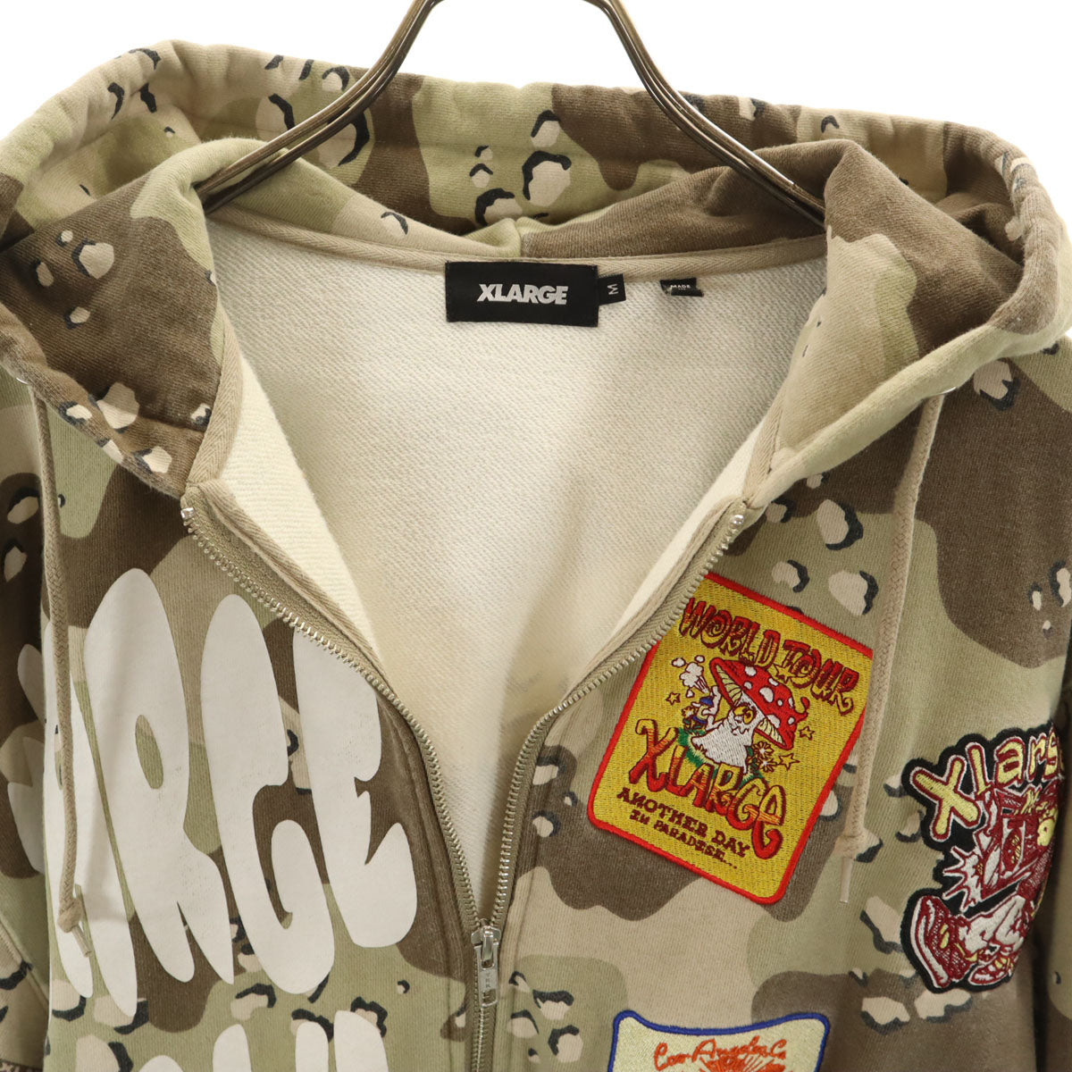 XLARGE エクストララージ カモフラ柄 長袖 スウェット ジップパーカー M オリーブ 迷彩 メンズ