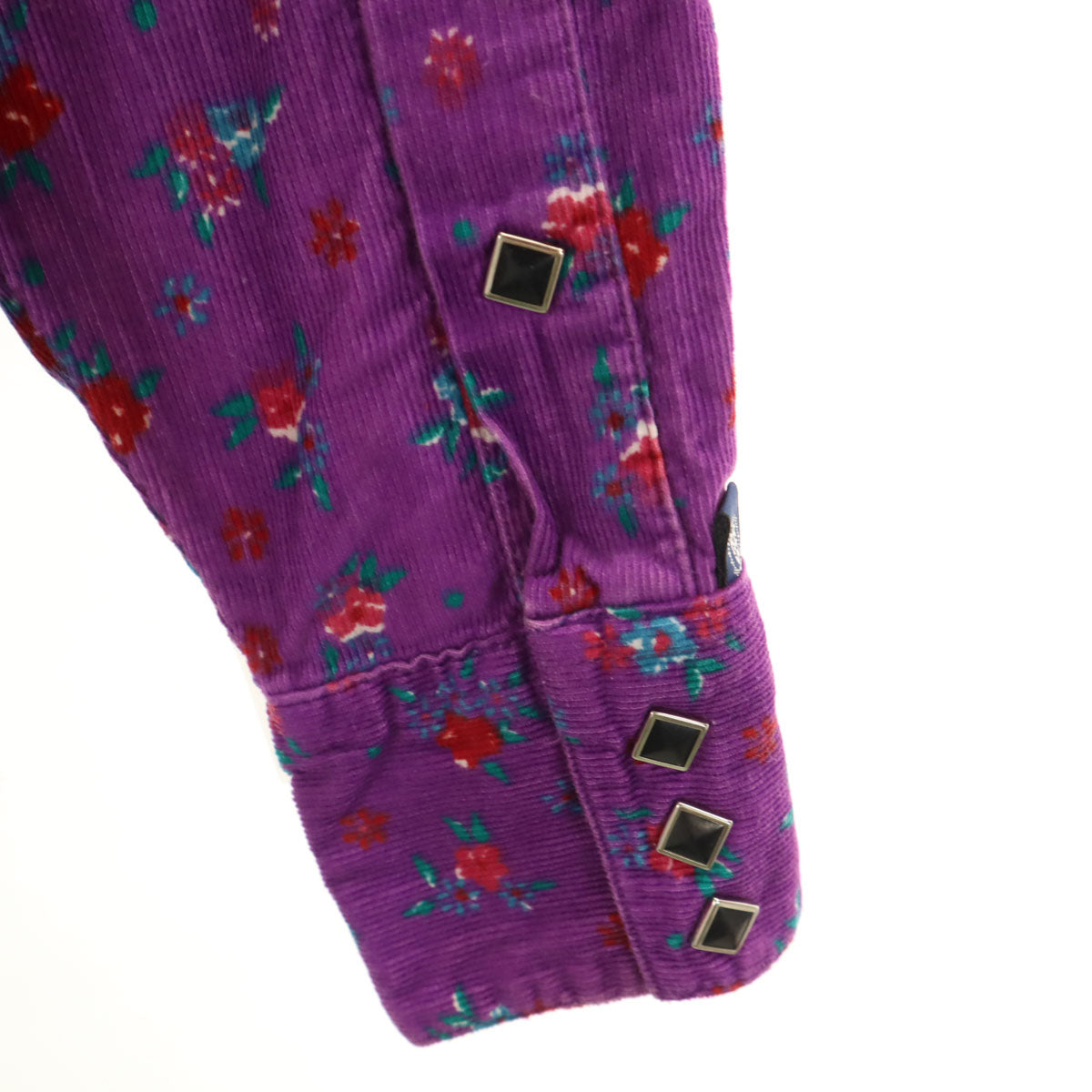 RockMount ロックマウント 80s 90s オールド 花柄 長袖 コーデュロイ ウエスタンシャツ 14.5-32 パープル レディース