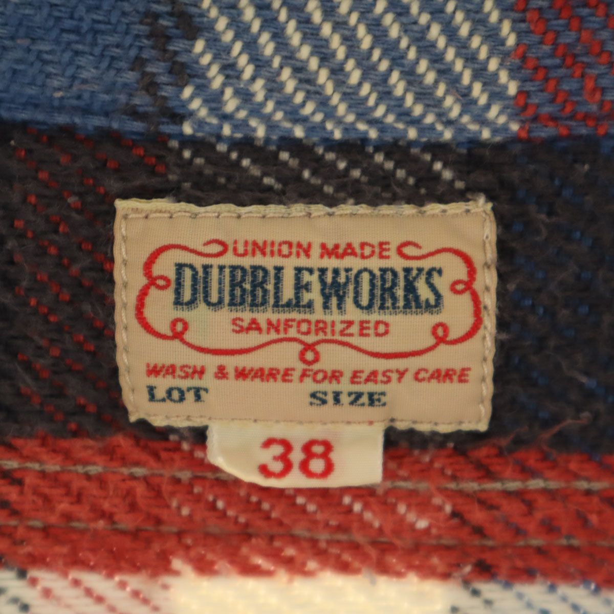 DUBBLEWORKS ダブルワークス 日本製 チェック柄 長袖 ヘビー ネルシャツ 38 ブルー メンズ