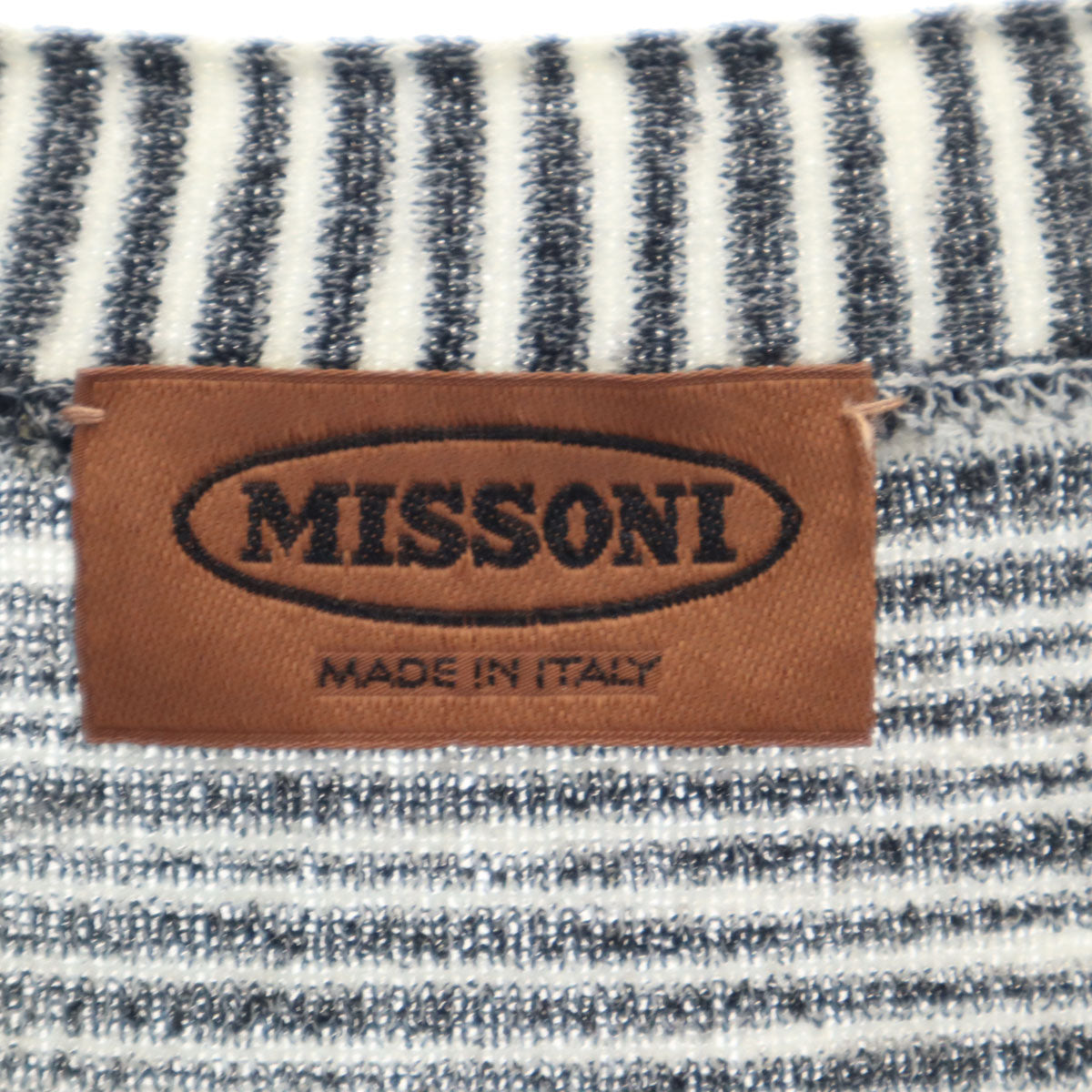 Missoni ミッソーニ イタリア製 ボーダー柄 長袖 Vネック ニットカーディガン 44 チャコールグレー レディース