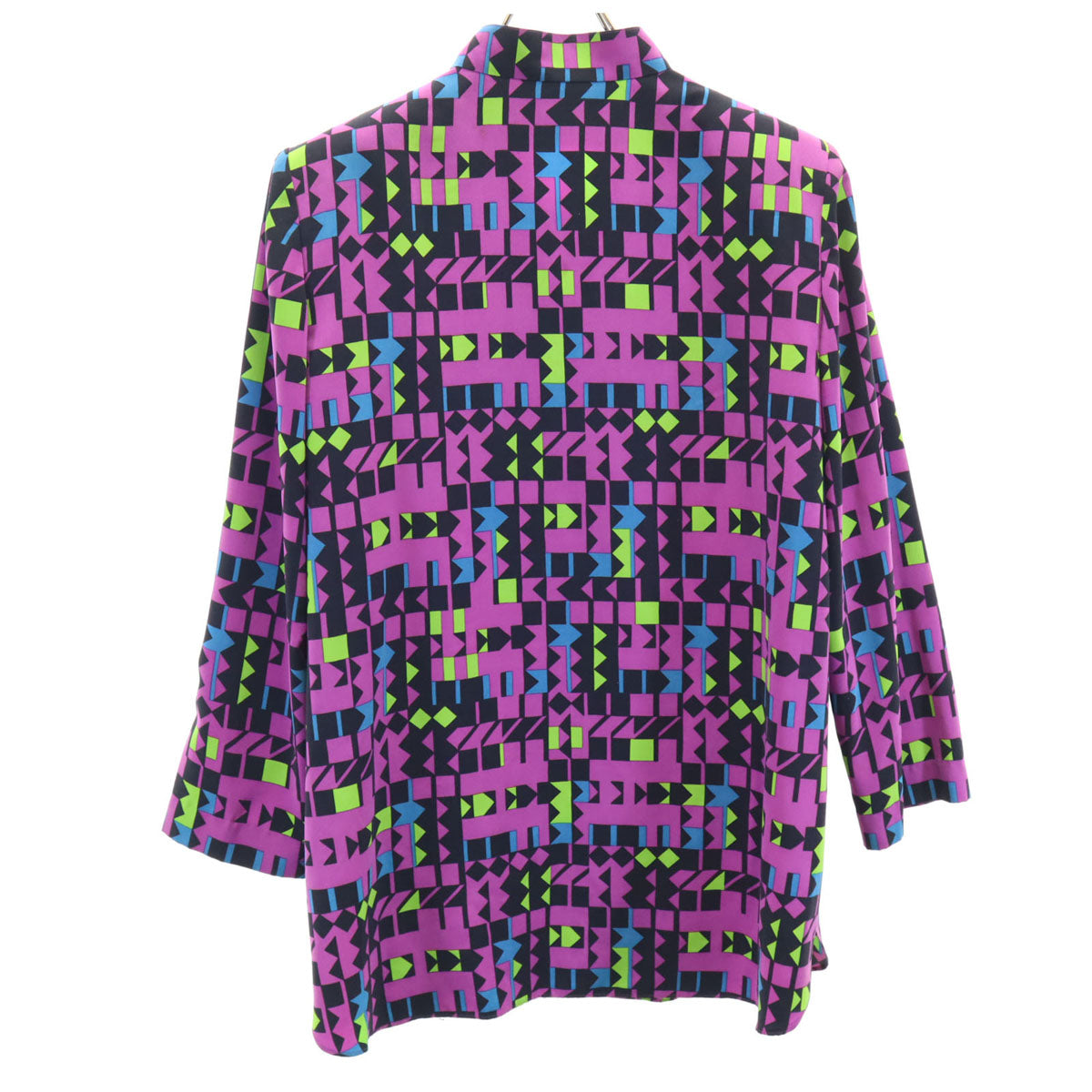 GIVENCHY ジバンシィ 90s 日本製 オールド 幾何学柄 長袖 オーバーサイズ シャツ 42 パープル 肩パッド付き レディース