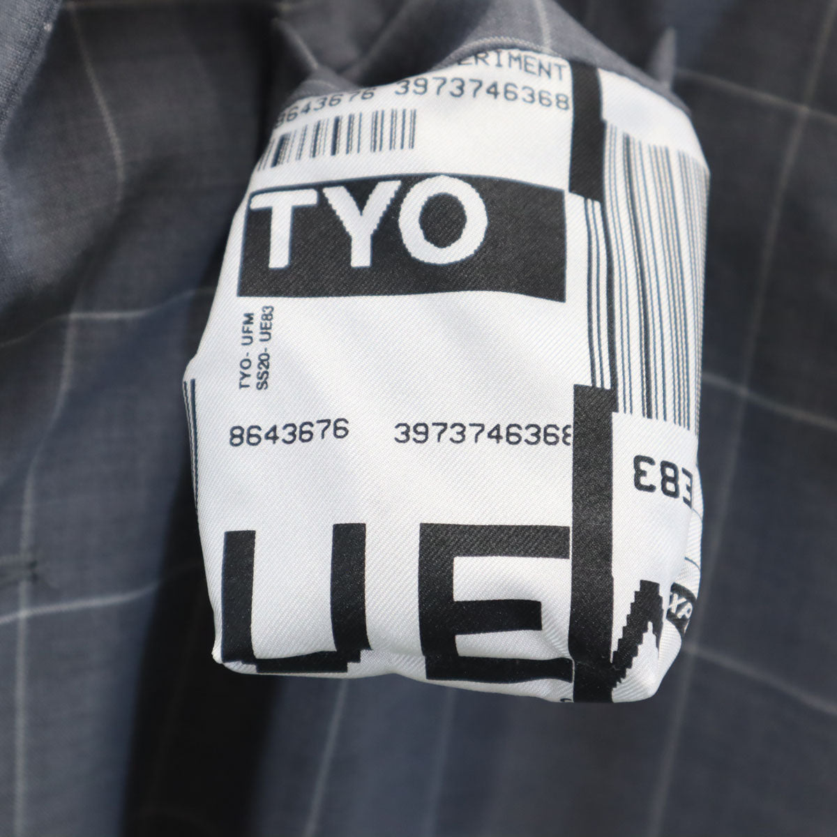 未使用 uniform experiment ユニフォームエクスペリメント 20SS ウィンドウペンチェック 3B テーラードジャケット 3 グレー ポケッタブル メンズ