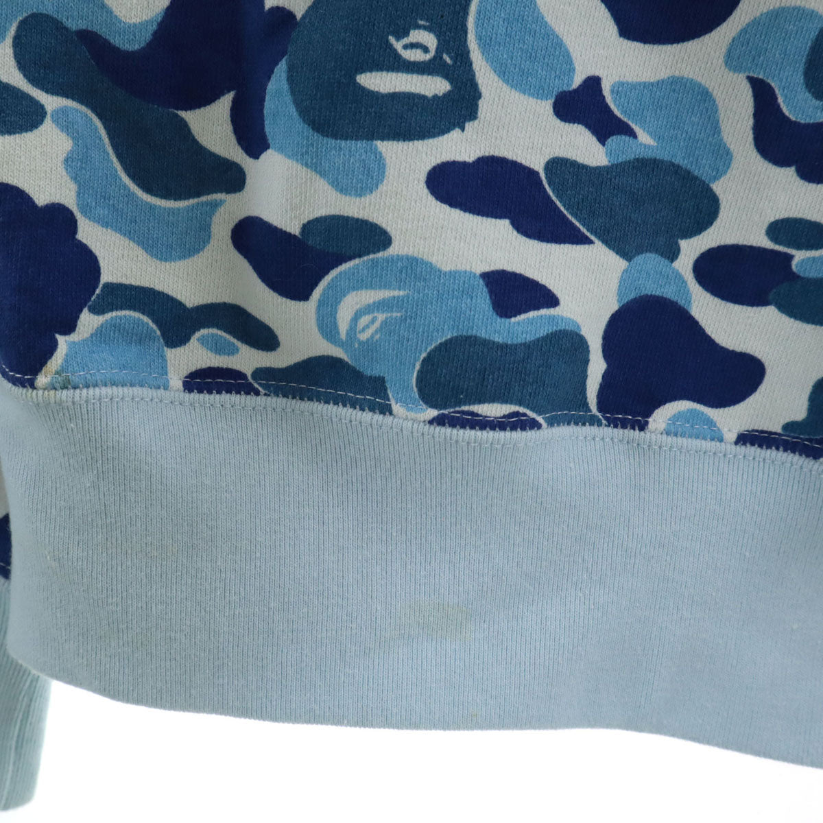A BATHING APE アベイシングエイプ 日本製 シャーク カモフラ柄 長袖 スウェット ジップパーカー S ブルー 迷彩 メンズ