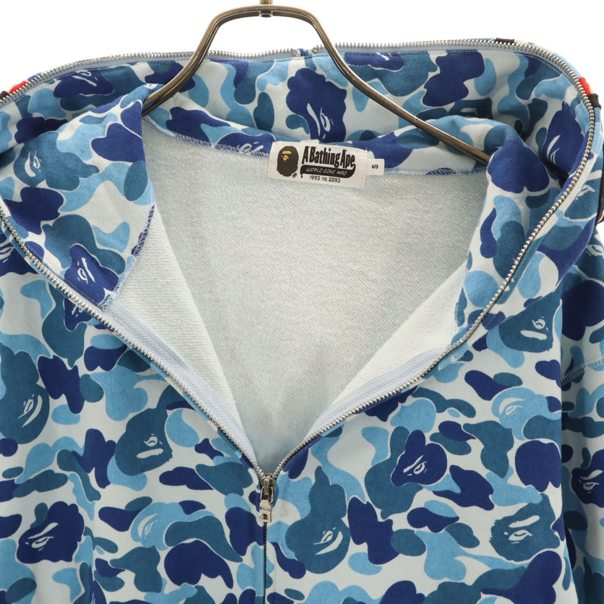 A BATHING APE アベイシングエイプ 日本製 シャーク カモフラ柄 長袖 スウェット ジップパーカー S ブルー 迷彩 メンズ