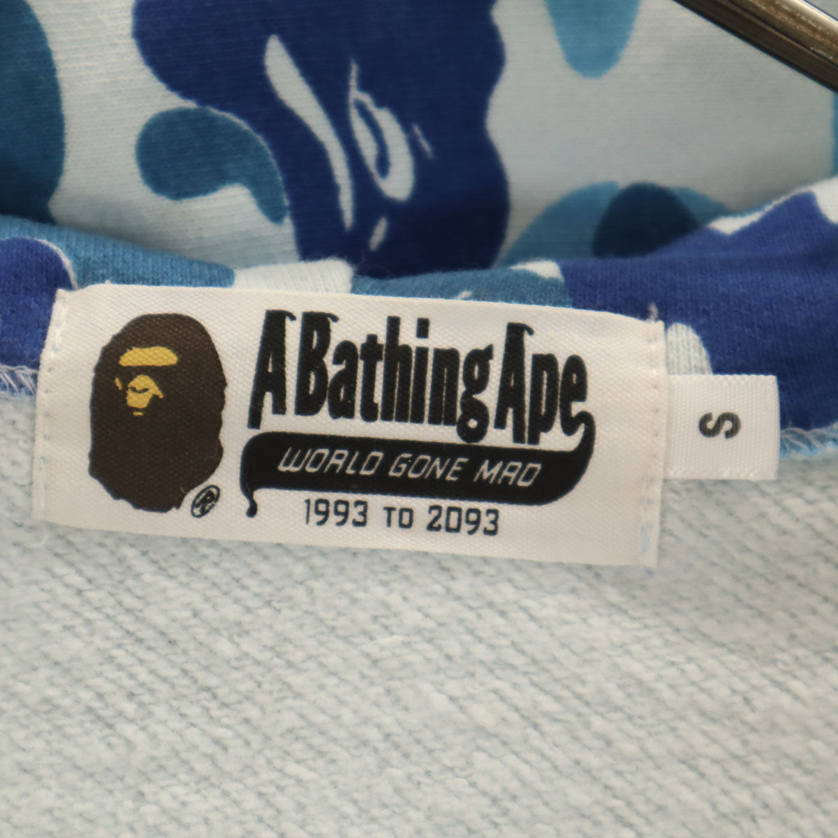 A BATHING APE アベイシングエイプ 日本製 シャーク カモフラ柄 長袖 スウェット ジップパーカー S ブルー 迷彩 メンズ