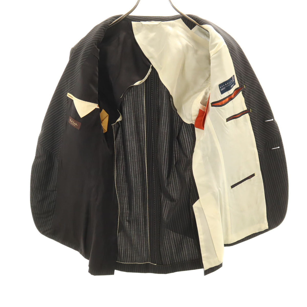 PAUL SMITH COLLECTION ポールスミスコレクション 日本製 ストライプ柄 テーラードジャケット M チャコールブラック 収納バッグ ハンガー付き メンズ