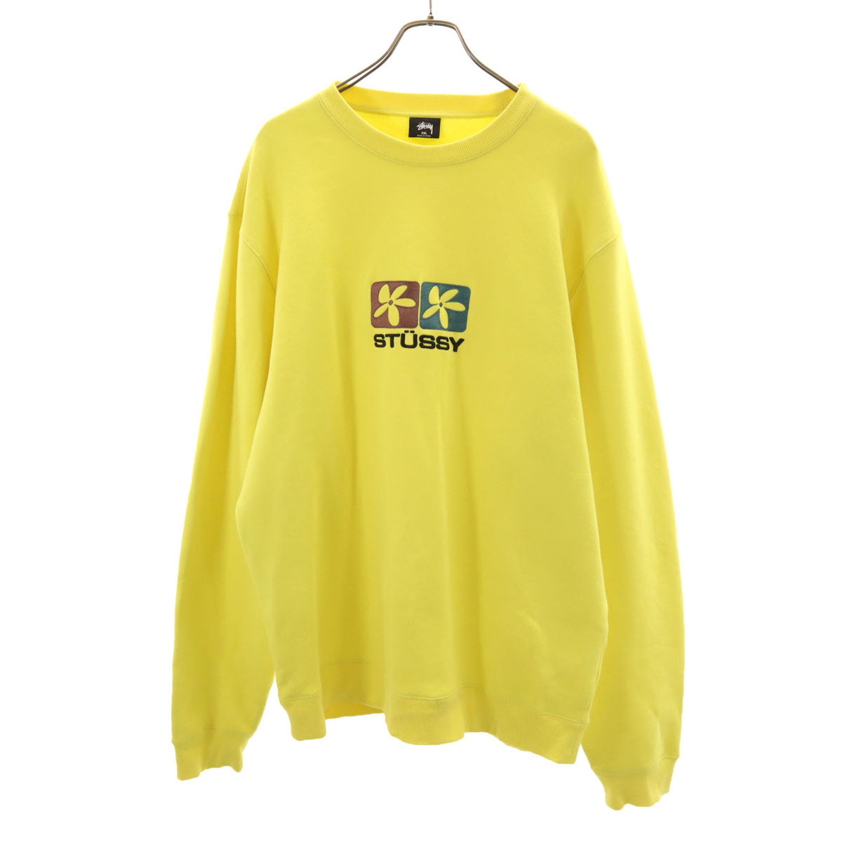 STUSSY ステューシー 長袖 スウェット トレーナー XXL イエロー 裏起毛 ビッグサイズ メンズ