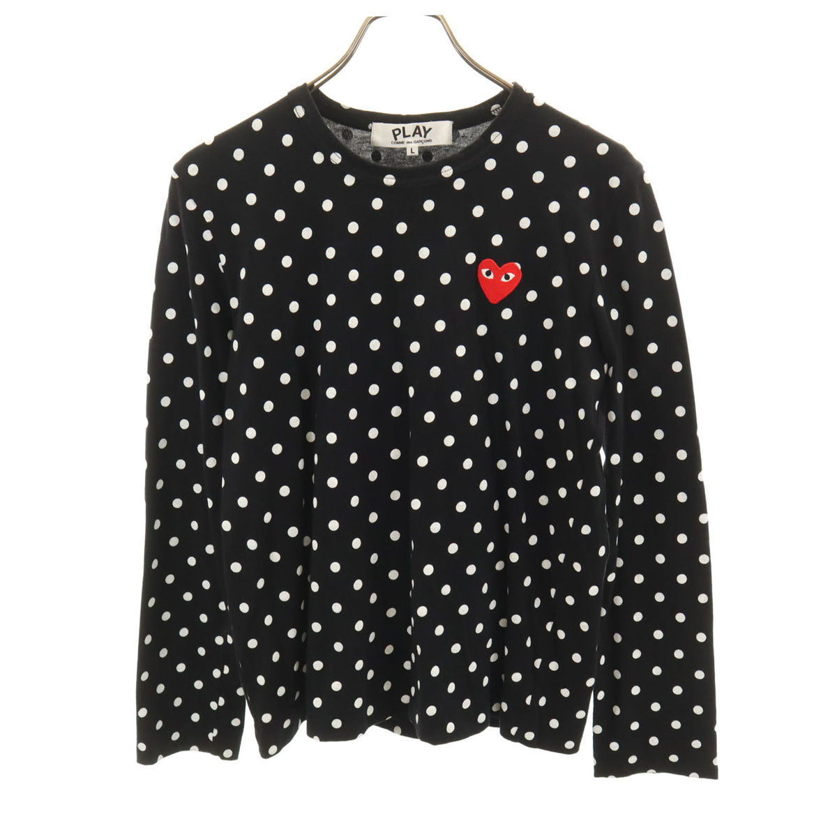 PLAY COMME des GARCONS プレイコムデギャルソン ドット柄 長袖 Tシャツ L ブラック ロンT レディース